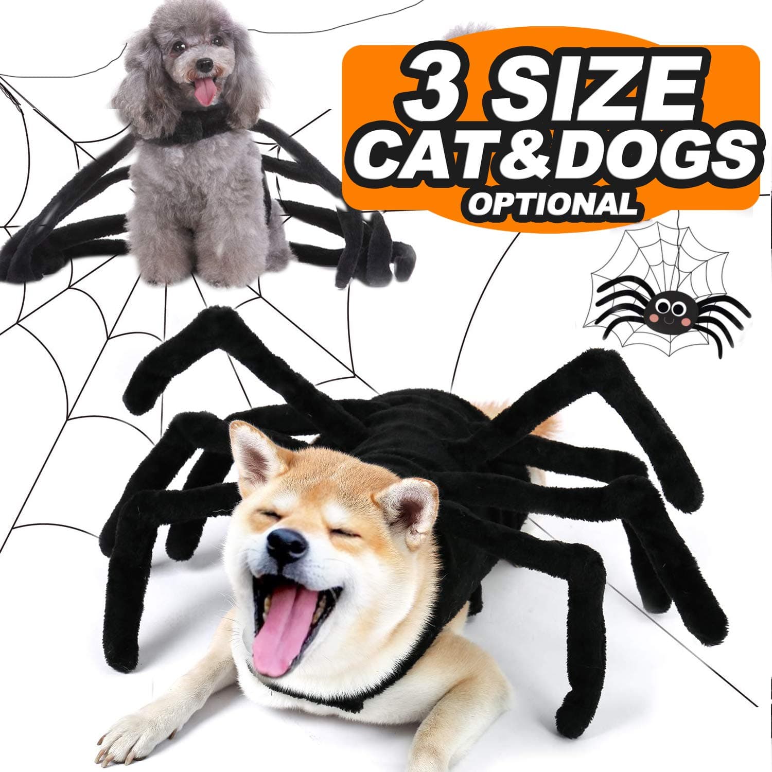 Thanksgiving Costumes Pets Dogs Cats Spider Pets Costume for Small Medium Dogs Thanksgiving Party Pet Shirt Cosplay Hoodies Dress Up Funny Pet Clothes Puppy Apparel (Small/Chest 14.43""/4.4-7.7LB)