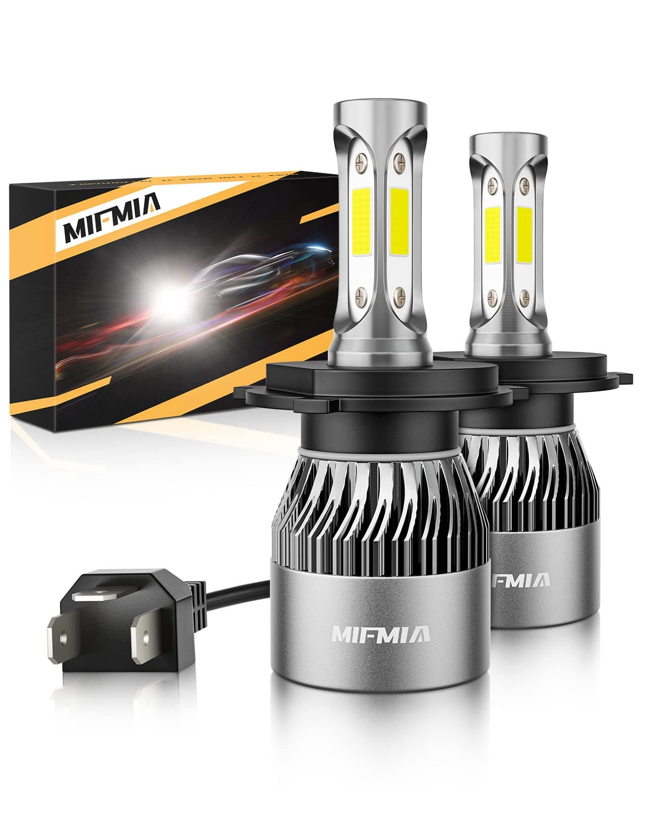 MIFMIA H4 Bulb, 15000 Lumens 500% Brighter 9003 Light Bulbs, 6500K Cool White HB2 Halogen Replacement, Pack of 2