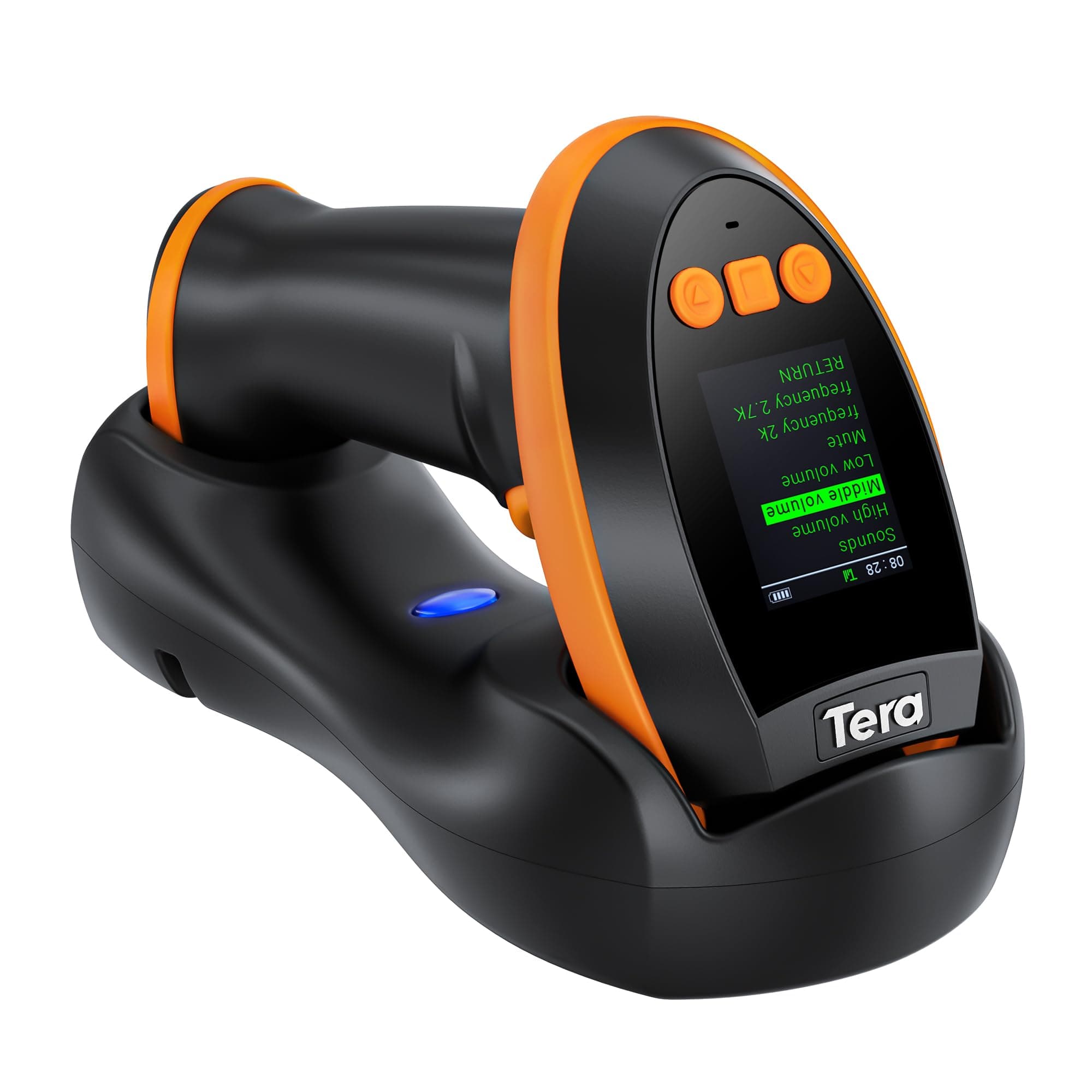 Tera Barcode Scanner with Digital Setting Screen & Keypad, Pro Version Extra Fast Scanning Speed, Works with Bluetooth 2.4G Wireless & USB Wired, 1D 2D QR Handheld Image Bar Code Reader Model HW0009