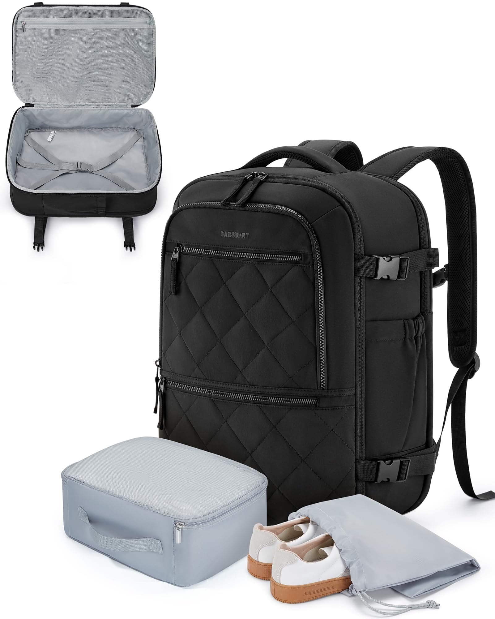 BAGSMART Travel Laptop Backpack, 40L Expandable Airline Approved Carry On,