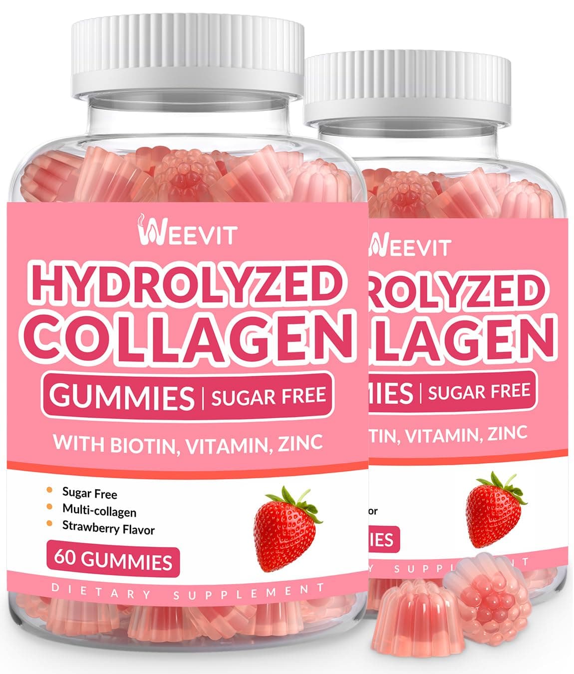 Sugar Free Collagen Gummies for Women, Collagen Protein Type I,II,III,V,X with Biotin Vitamin C D B12, Hydrolyzed Collagen Peptides Gummies for Immune Digestion Skin Hair Nails Energy Bone