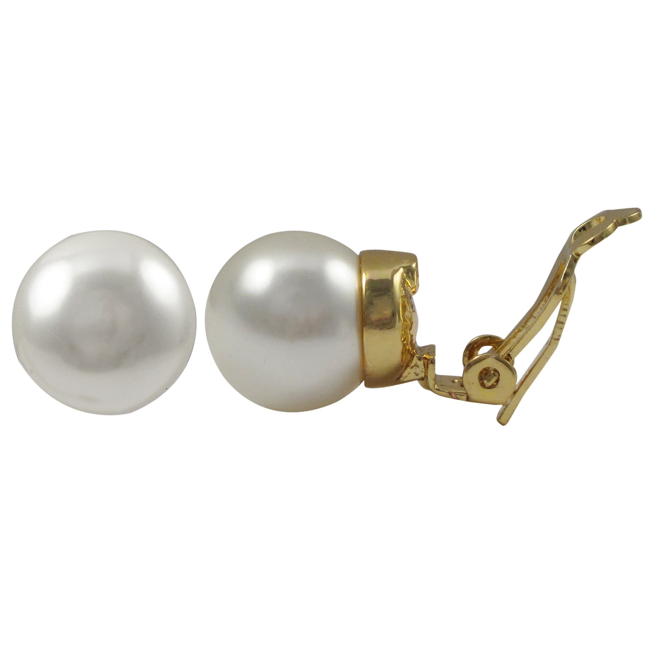 Rhodium or Gold Finish Faux Pearls Clip-On Stud Earrings