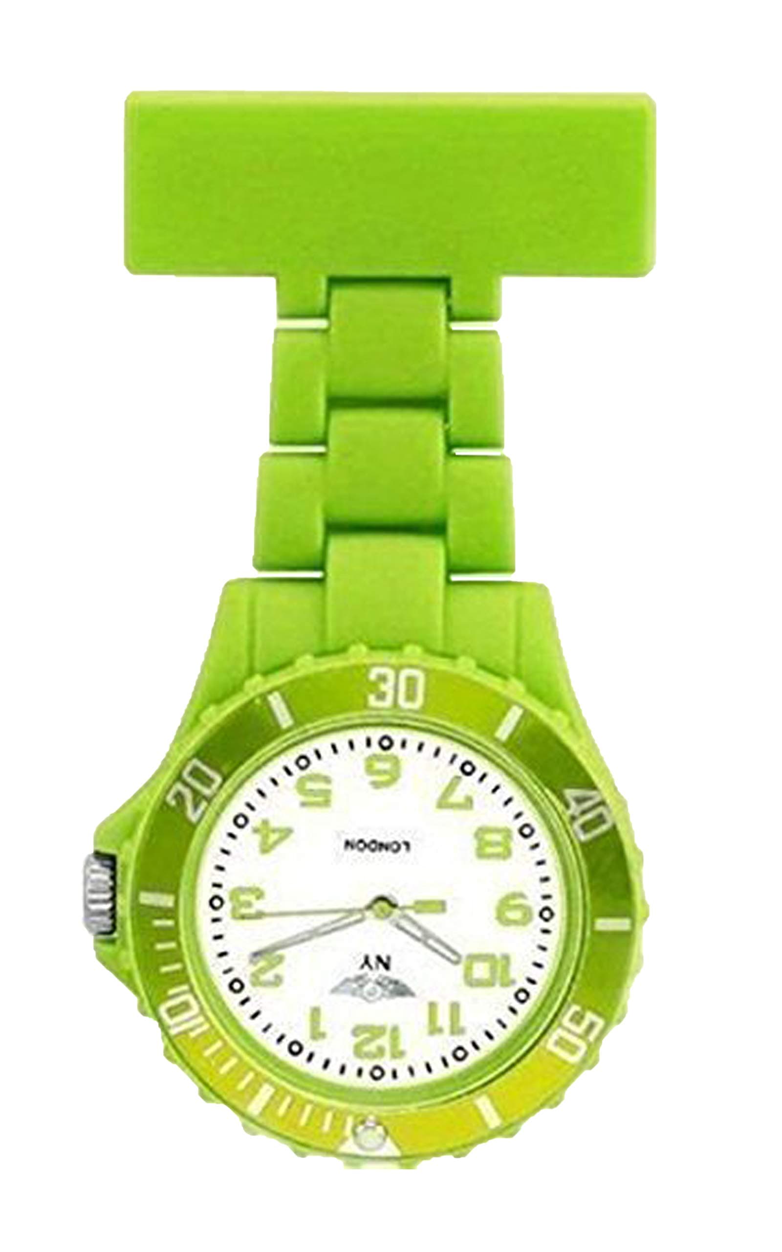 Prince NY London Lime Green Silicone Rubber Plastic Nurse FOB Watch Nurse Brooch in Lime Green Colour