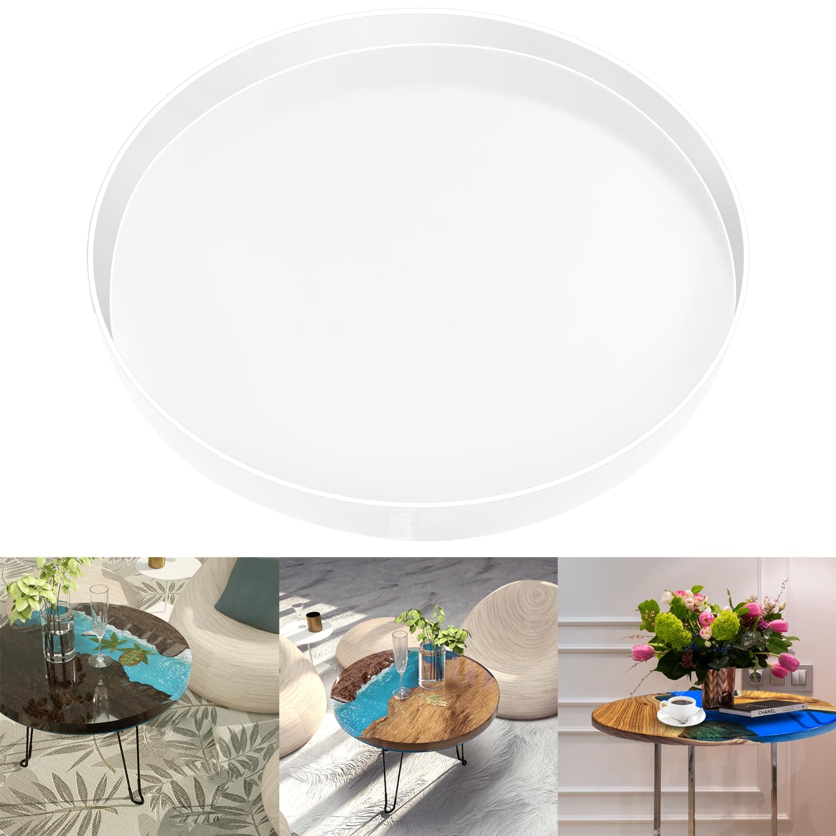24" Large Resin Table Molds,Large Resin Mold Round Silicone,Epoxy Table Mold for Charcuterie Board River Table Coffee Table,Reusable Round Silicone Mold,Easy to Clean & Demold,DIY Art Home Decoration