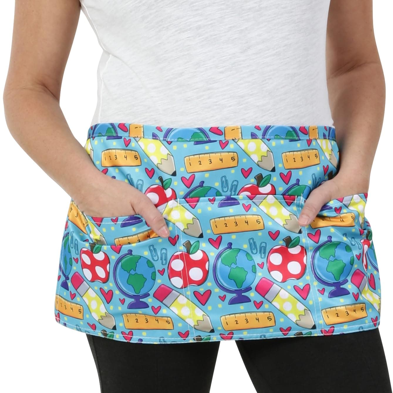 Plum HillCute Teacher Apron with Pockets - Teacher Waist Apron for Women - School Apron for Teachers