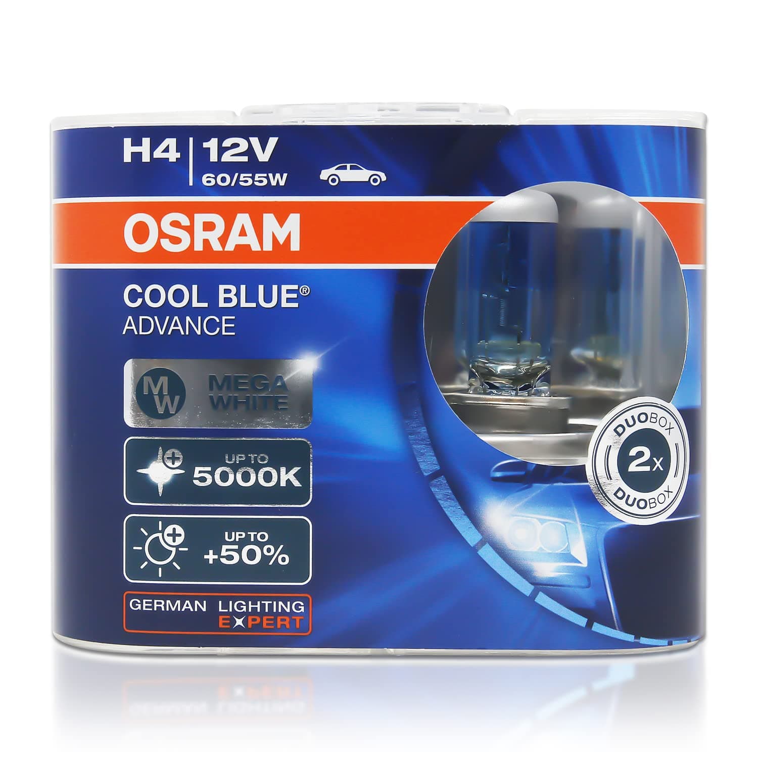 H4 9003 12V 60/55W 5000K 62193CBA Cool Blue Advance Hi/lo Beam Halogen Headlight 2X