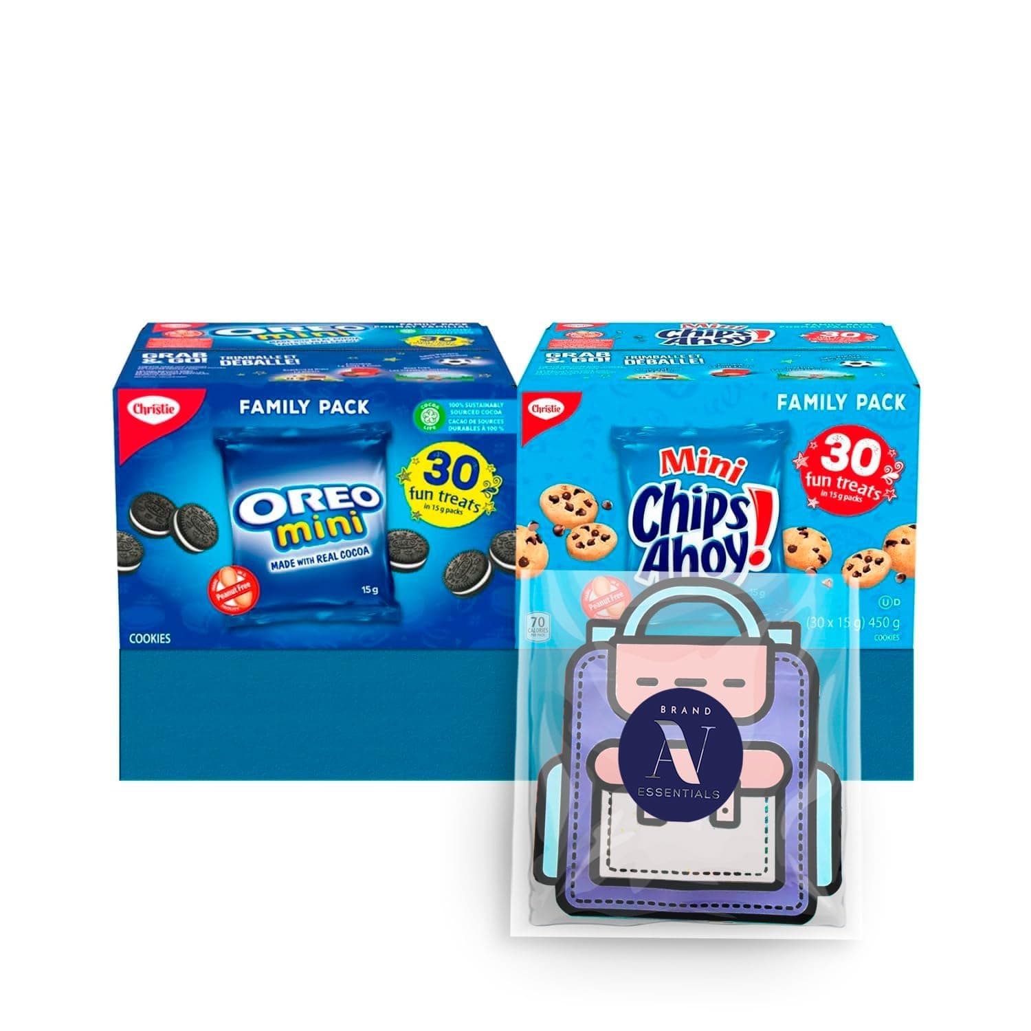 OREO Mini Collection of 30 Oreo Chocolate Sandwich Cookies + 30 Chips Ahoy, 1oz Pouch + 1 Freebie by Lavinia Essentials