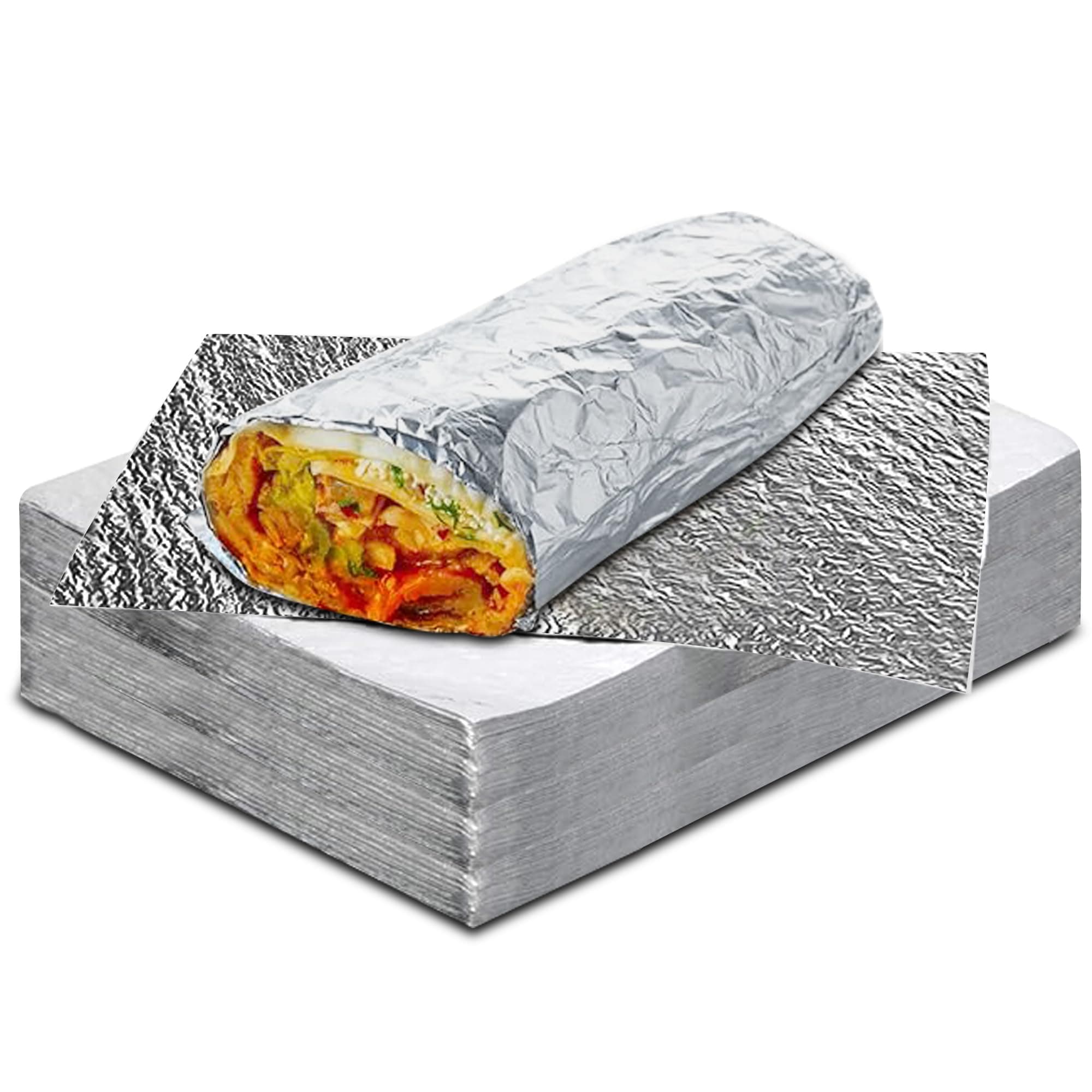 Insulation Sandwich Wrapping Paper Aluminum Foil Sheets - [50 Pack] - (14" x 10.3") - Aluminum Foil Sandwich Wrap Sheets For Sandwich Wraps, Burritos and BBQ