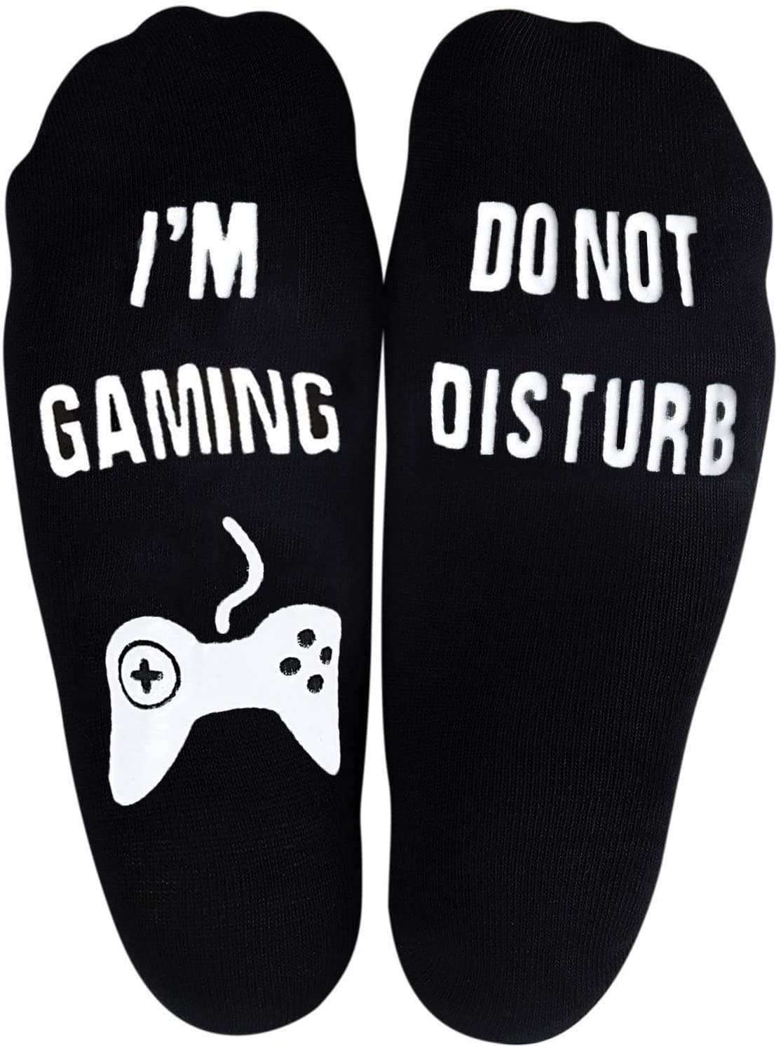 Unisex Cotton Novelty Ankle Socks with Anti Slip Letters .Gift for Gamer Lovers