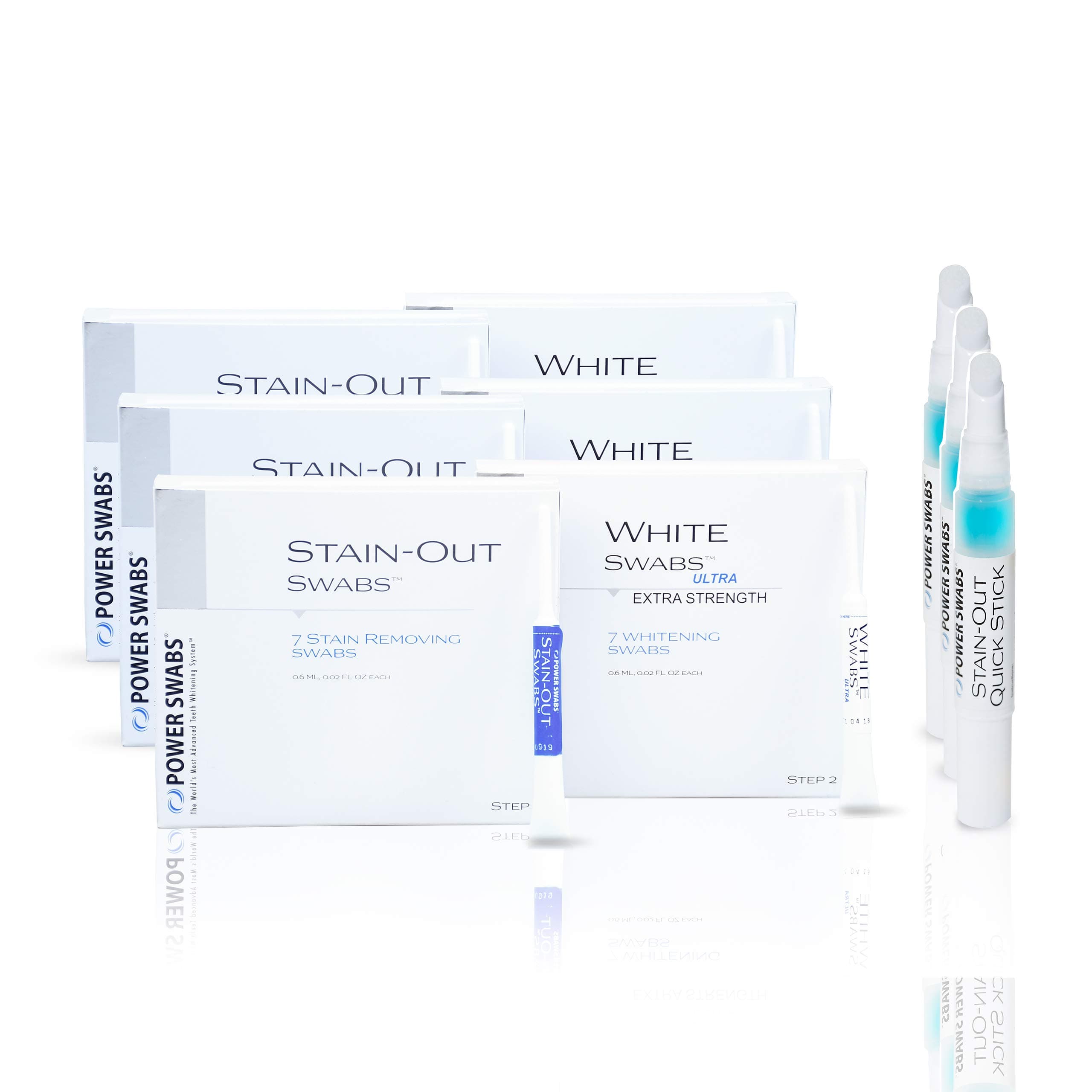Power Swabs Teeth Whitening Kit | Easy 7 Day Treatment for Whiter Teeth | Dentist Formulated Whitener and Stain Remover | Minimal to No Sensitivity - Complete at-Home Whitening System