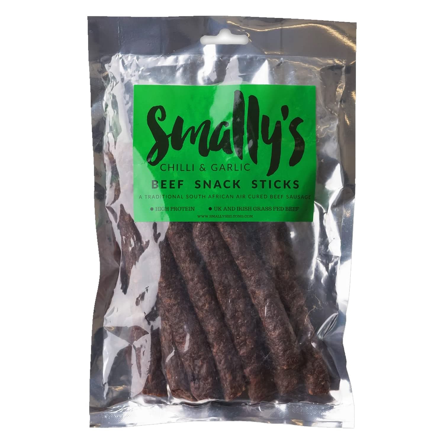 Beef Snack Sticks, Chilli & Garlic Droewors, High Protein Snack, Traditional South African Air Cured Beef Sausage - 250g Pack