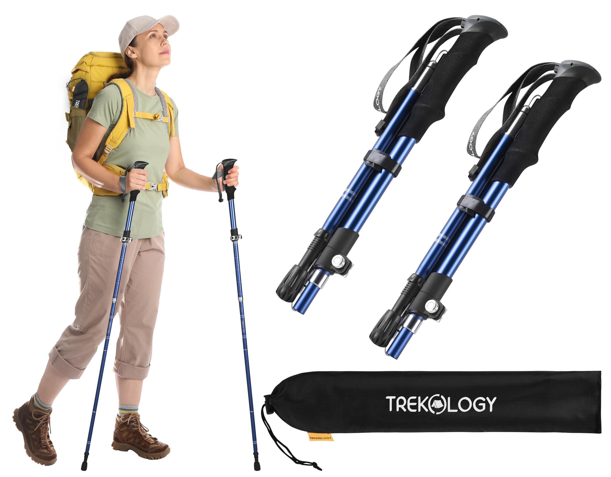 TREKOLOGY Trekking Poles for Hiking Poles Collapsible Lightweight Hiking Sticks Hiking Poles for Men Walking Sticks for Hiking Sticks for Women Walking Poles Hiking Poles for Women TREKZ SE 2PC