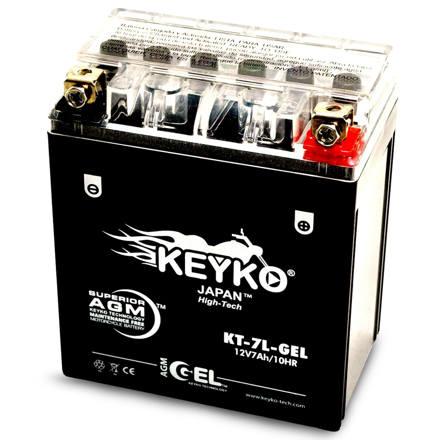 YTX7L-BS Maintenance Free AGM-GEL Motorcycle Extreme High Performance Battery Replacement SLA 12V 7Ah Genuine KEYKO