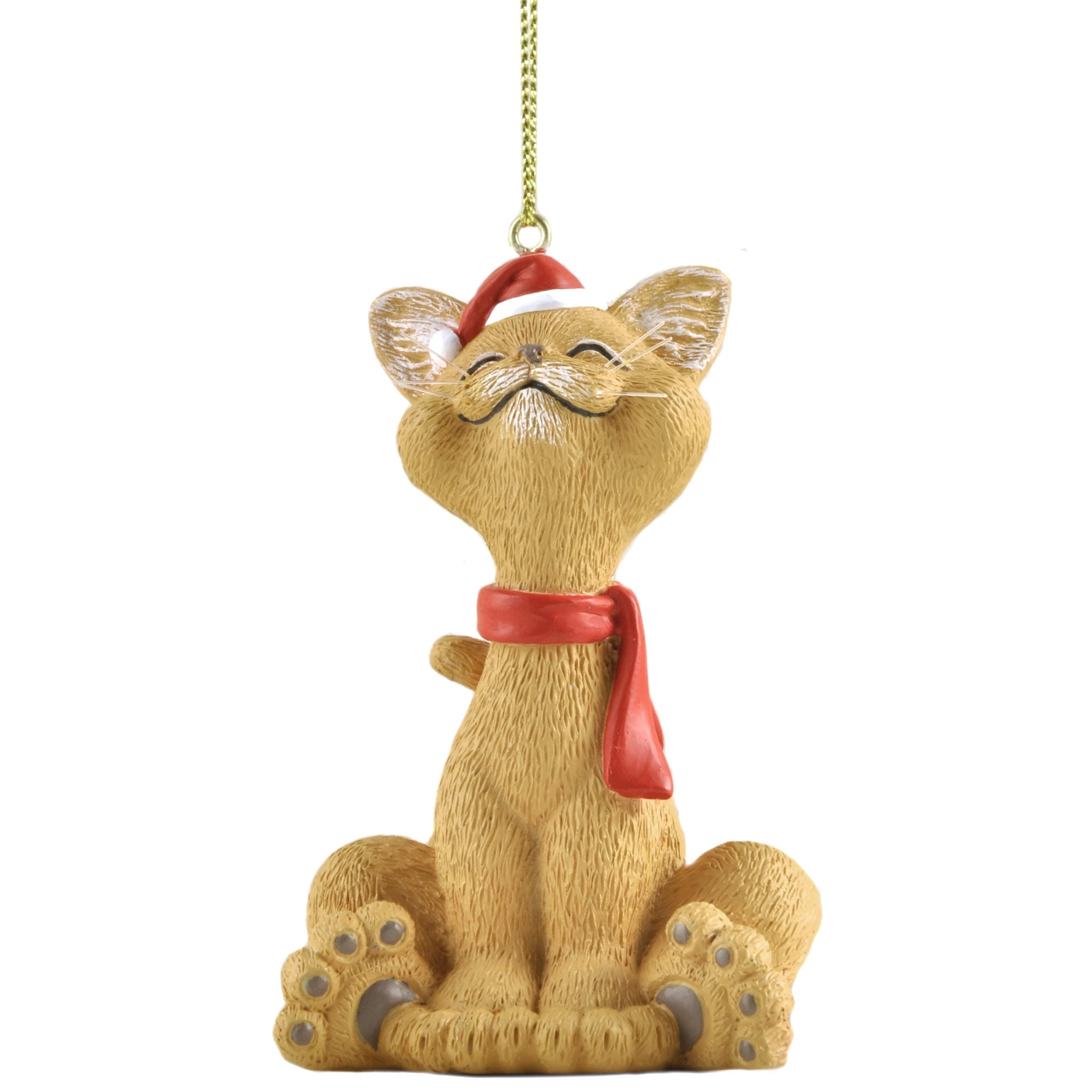 JFSM INC.Whimsical Orange Cat Christmas Ornament Figurine Holiday Collectible - Happy Cat Collection - Cat Lover Gifts for Women, Cat Lover Gifts for Men, Cat Christmas Ornaments