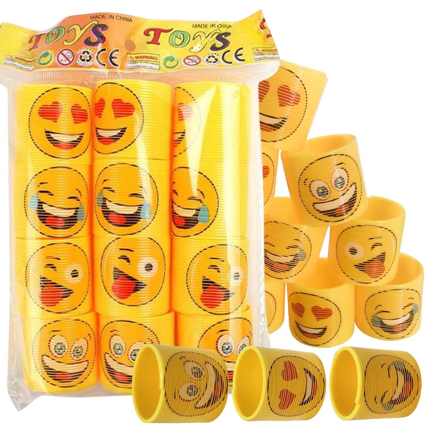 Adalex Global 12 Pcs Slinky Toy Set - Perfect Party Bag Fillers & Stocking Fillers for Kids - Classic Spring Toys for Endless Fun and Entertainment - Ideal for Birthday Parties (Smiley)
