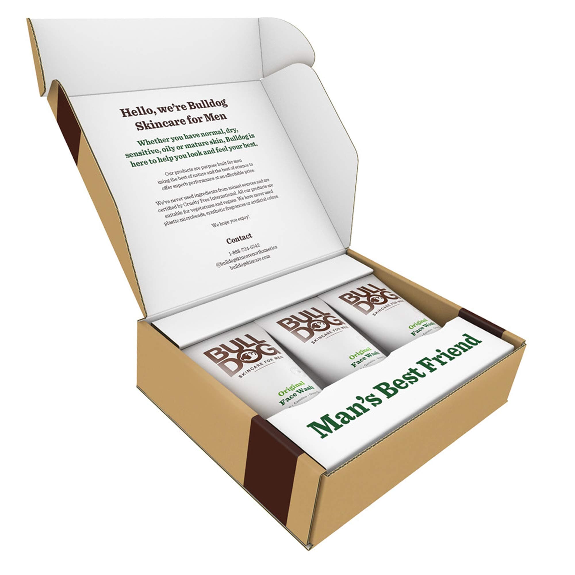 BULLDOG Mens Skincare and Grooming Original Face Wash with Aloe, Camelina & Green Tea, 5 Fl. Oz. - Pack of 3