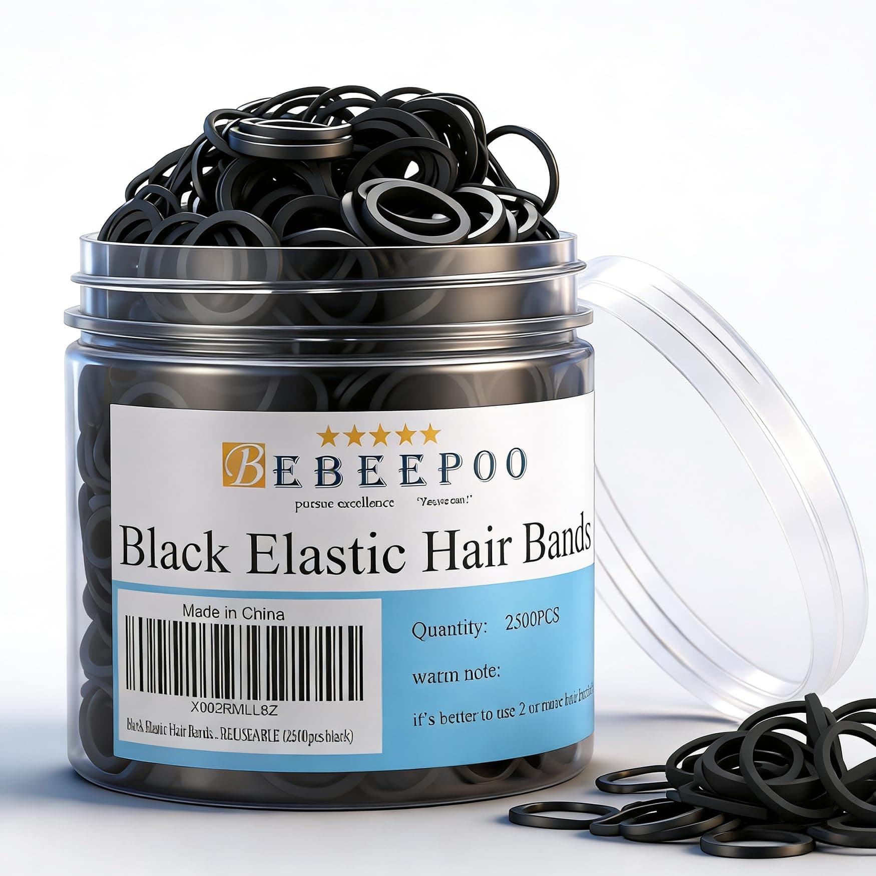 2500 packs  black Elastic Hair Bands