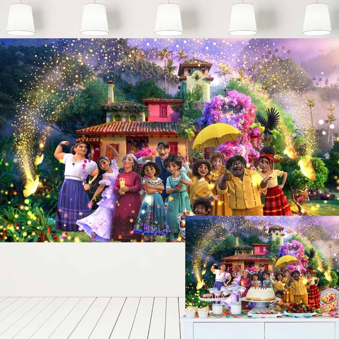 Eric Backdrop Magic Movie Birthday Party Backdrop Supplies for Girls Madrigal Family Background Banner for Cake Table 5x3 ft 370
