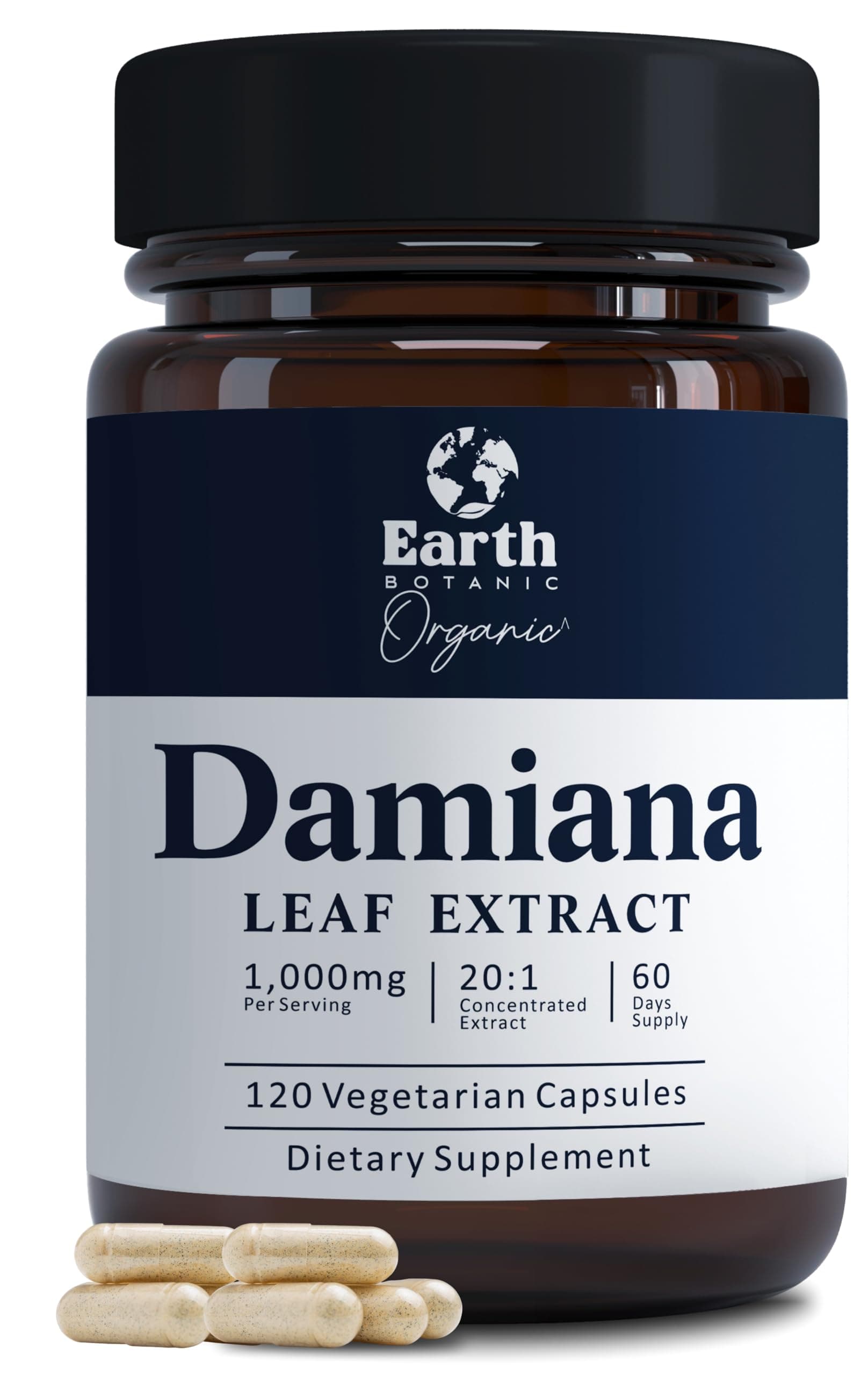 Damiana Capsules 1000 mg | Damiana Leaf Extract 20:1 Concentrated Herbal Supplement | Botanical Wellness Formula | Plant Based | Non-GMO | 120 Veg Capsules
