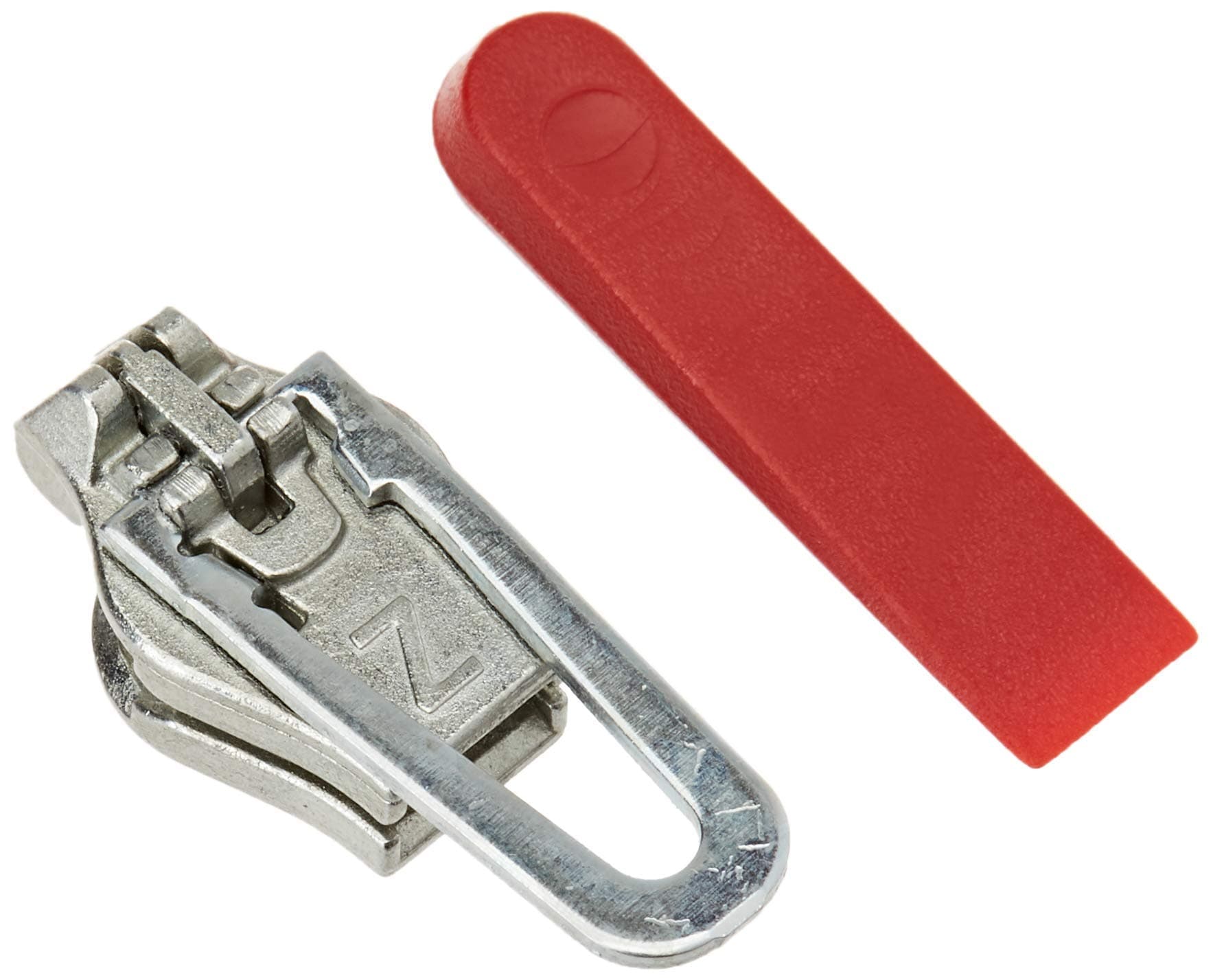 ZlideOn - replaceable snap-on slider 5B for standard plastic and metallic zip fasteners (5.80-6.20mm), stainless steel, silver, 3 x 1,5 x 1 cm