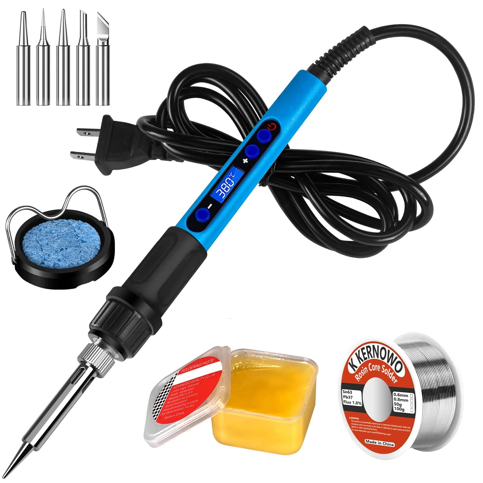 Soldering Iron Kit, 100W LCD Digital Soldering Gun, Portable Solder Iron with Adjustable Temperature Controlled and Fast Heating Ceramic Thermostatic Design, On/Off Switch, 9pcs Soldering Kit