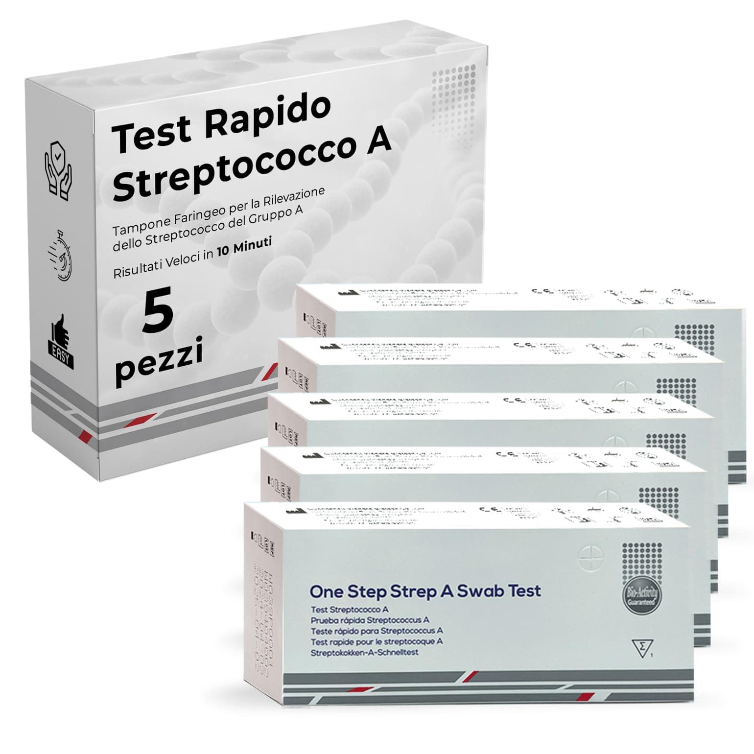 Strep Swab - 5 Pieces - Rapid Strep Test with Pharyngeal Swab Results in 10 Minutes - Strep Test for Group A Strep Test