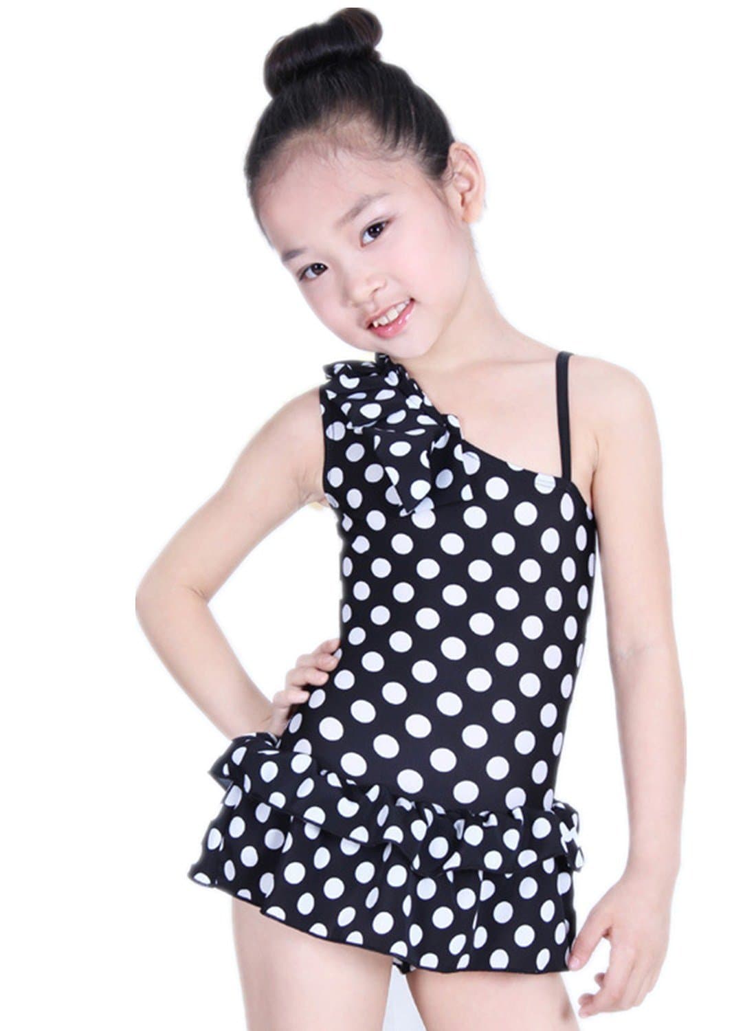 Ecike Big Girls' One-Piece Swimsuit With Swim Cap