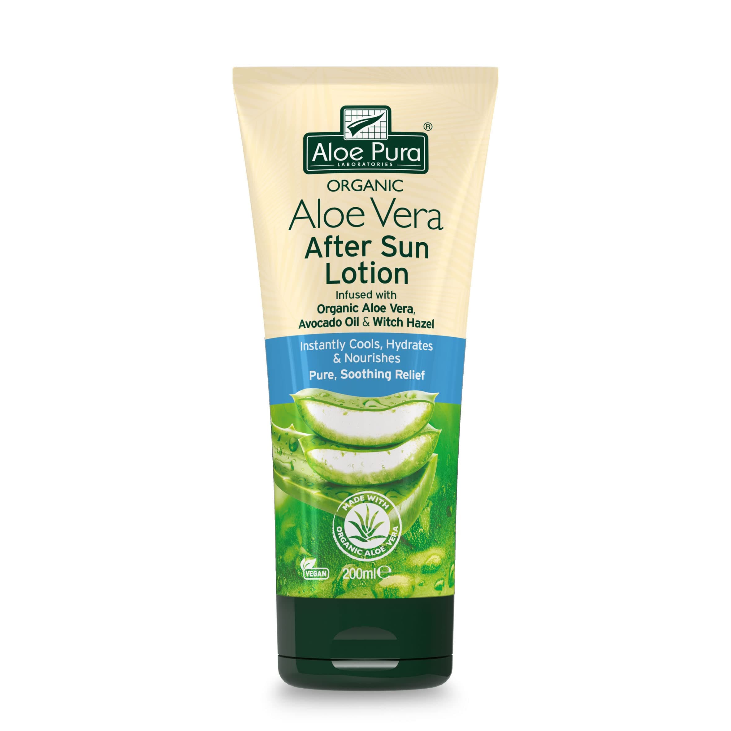 Aloe Pura, Organic Aloe Vera Aftersun Lotion, Natural, Vegan, Cruelty Free, Paraben & SLS Free, Soothing, 200ml
