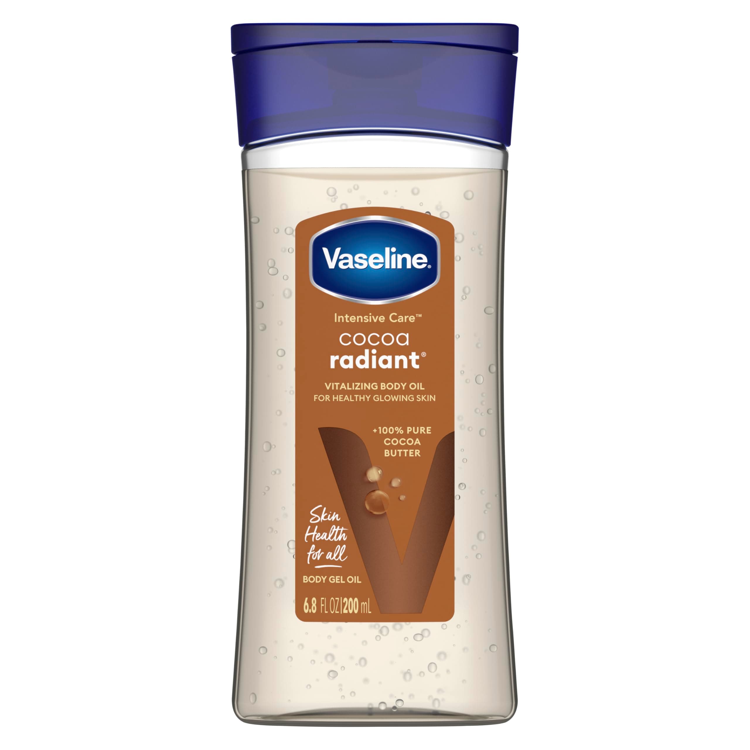 Vaseline Intensive Care Cocoa Radiant for Glowing Skin Body Gel Oil Made with Pure Cocoa Butter + Replenishing Oils 6.8 oz