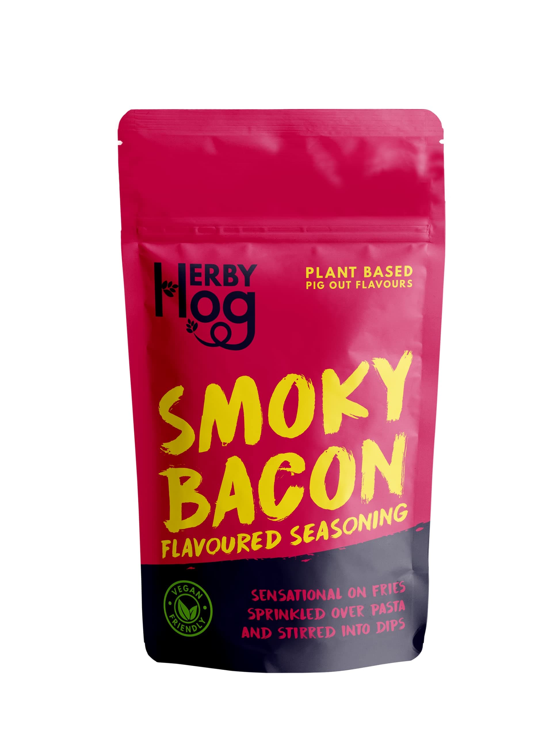 Bacon Seasoning - Smoky - 60g - Plant Based Vegan Friendly - 12 Servings - Resealable Packet - Made in the UK by Herby Hog