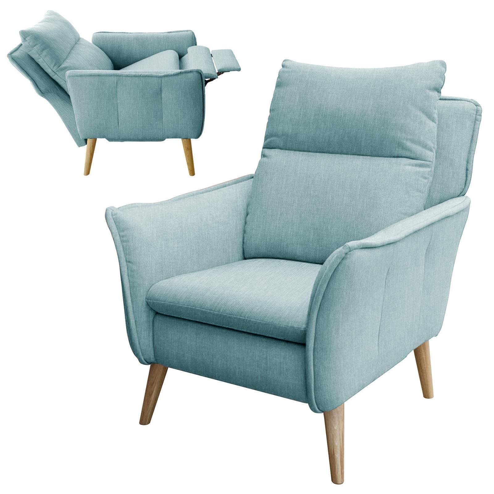 place to be Insideout motorised recliner chair with XXL back with remote control and battery sage M18631 with stain protection solid oak