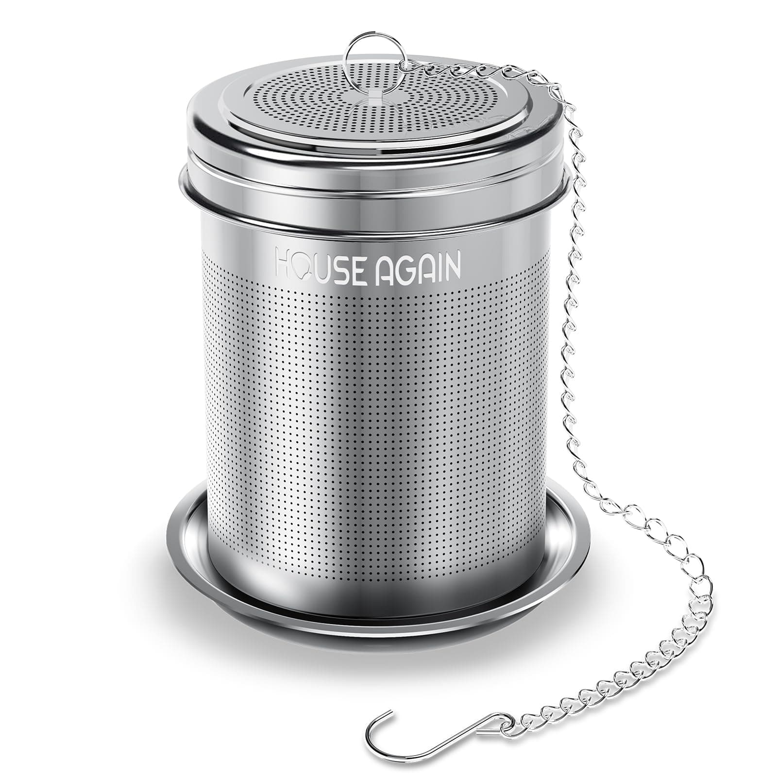 House Again Tea Infuser, Extra Fine Mesh Tea Strainers for Loose Tea, 18/8 Stainless Steel Tea Strainer with Extended Chain Hook, Tea Steeper for Brew Tea, Spices & Seasonings, for Single Cup