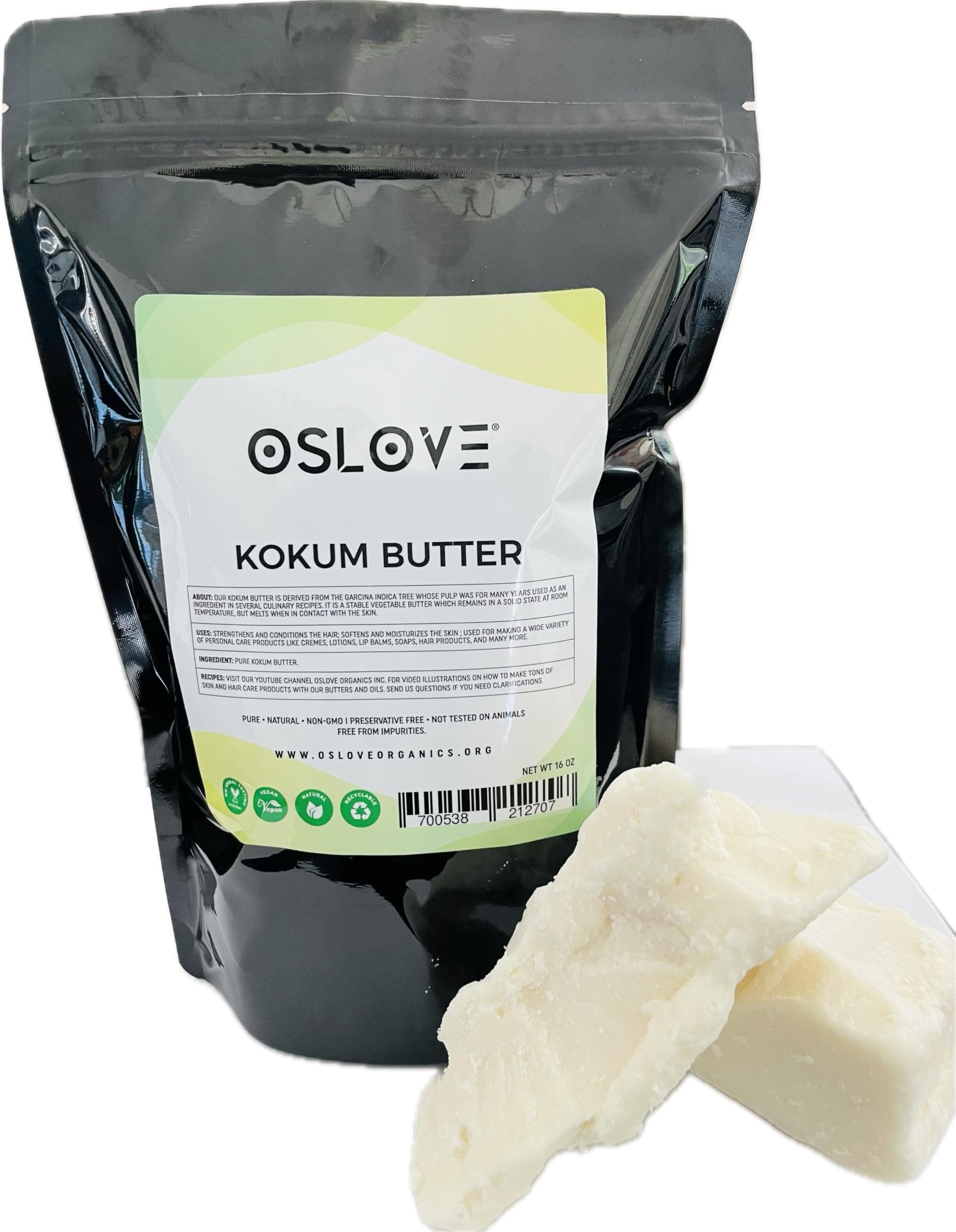 Kokum Butter 1 LB by -Pure, Natural, Hand-packed, Fresh, Thickener for Body Butters, Sunscreens, Soaps, Deodorants and Lotions.