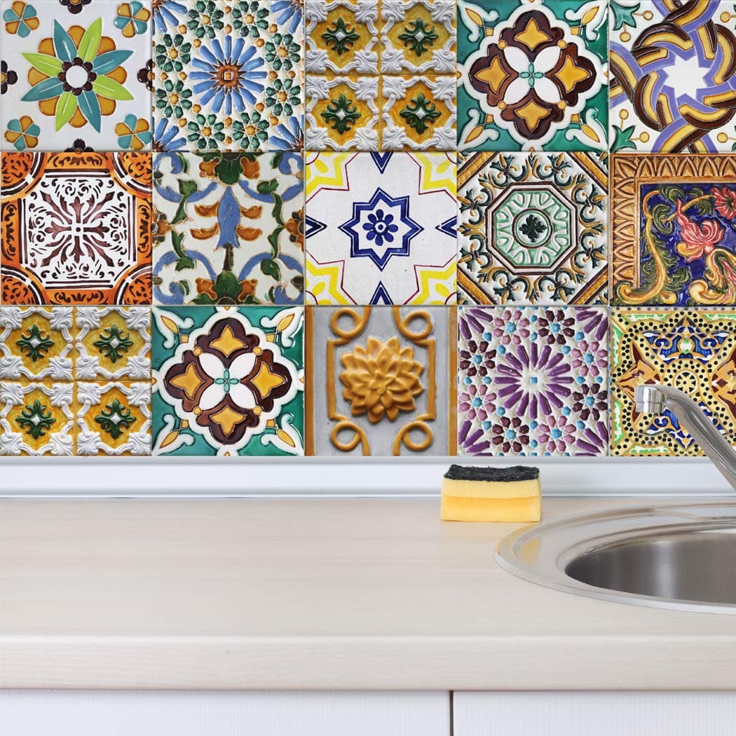 RoyalWallSkins Tile Decals 10x10 cm - Pack of 16 - Self Adhesive Peel and Stick Tile Stickers for Backsplash Bathroom Kitchen Home Decor (Porto TAD161212)