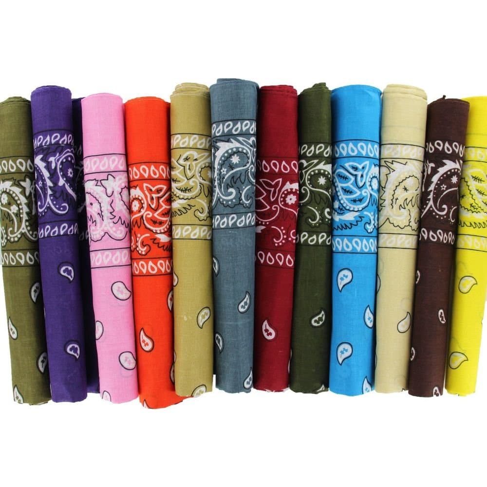 Must Have Itemz1 Dozen Paisley Bandanas 100% Cotton Double Sided Scarf (Many Colors) by M.H.I. U.S.A. Seller!!