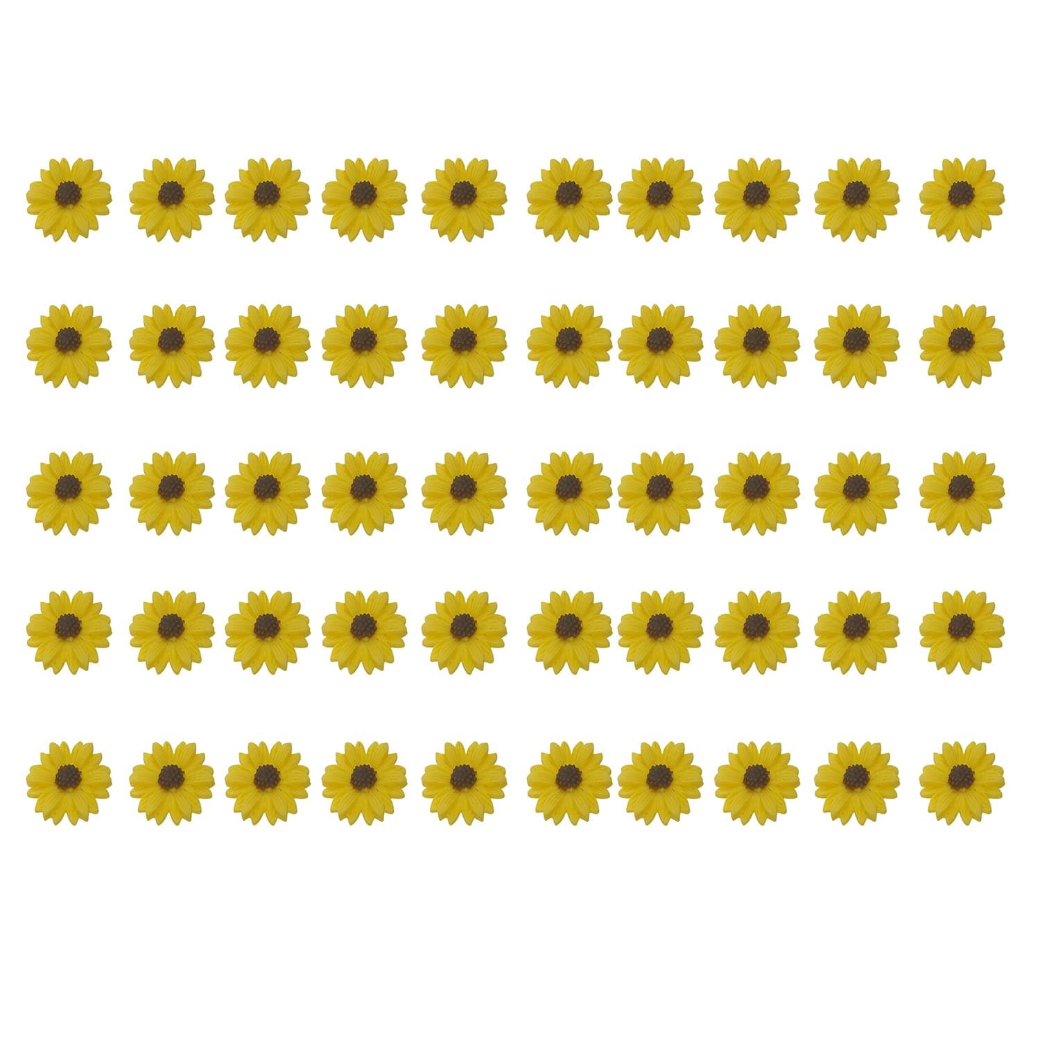 YUNXI 50 Pieces Mini Resin Sunflowers Embellishments Flat Back Buttons DIY Scrap booking Crafting Art Projects Making Ornament Phone Case Decorations