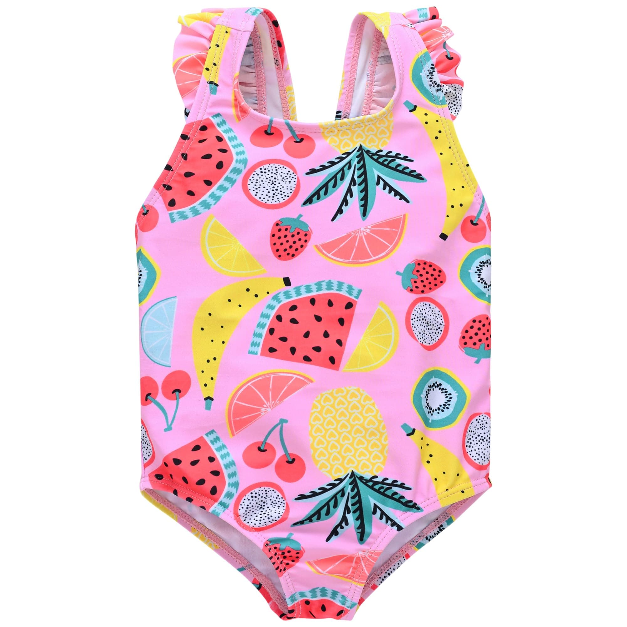 Baby Girl Swimsuit Cute One Piece Bathing Suit with Sun Protection Ruffles Swimwear (9M-6T)