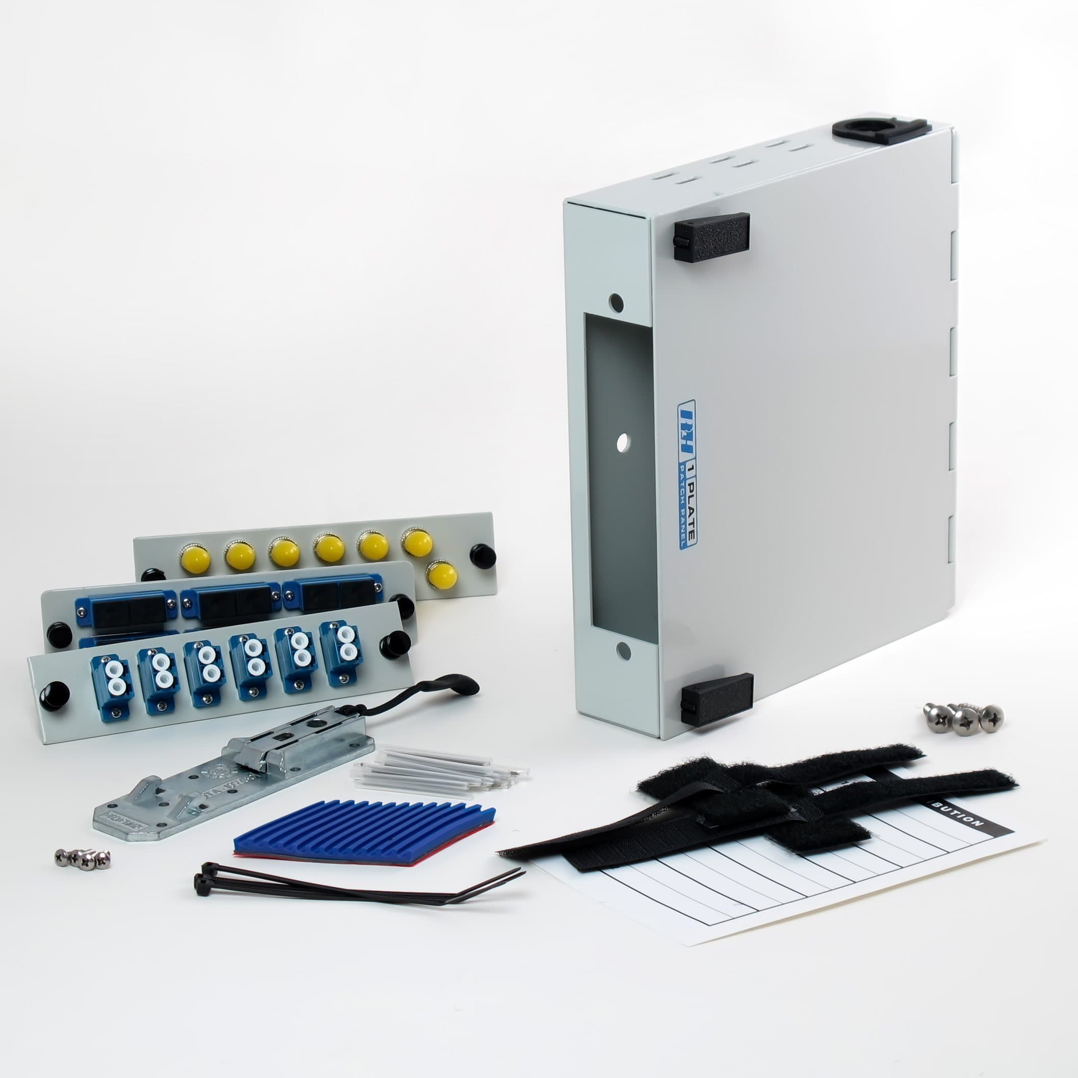Fiber Optic Patch Panel - DIN Rail or Wall Mount with ST, SC, and LC Single-Mode Adapter Plates