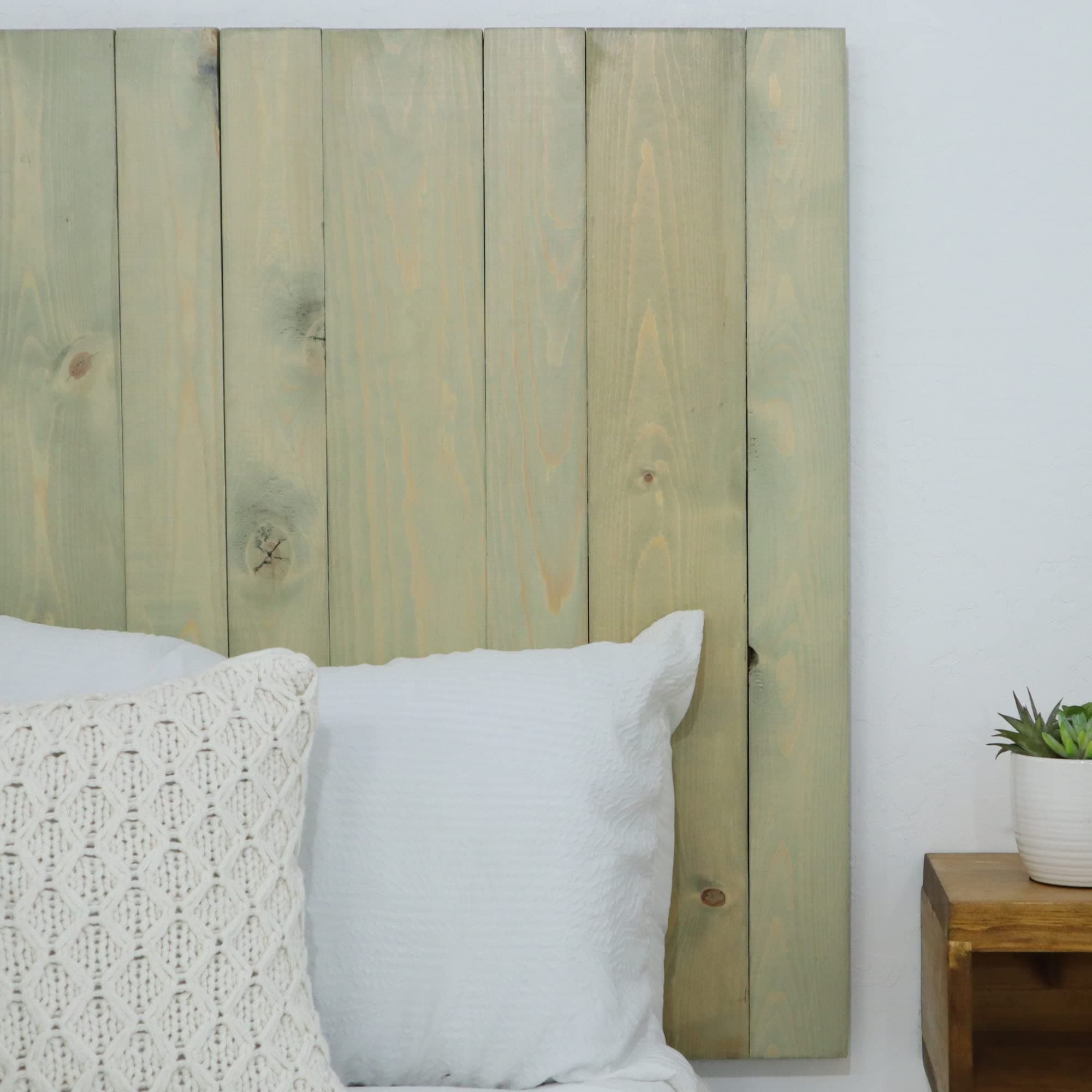 Barn WallsSolid Wood Queen Size Headboard, Sage Green Finish with Smooth Natural Wood Grain Variation, Handcrafted Head Board Wall-Mounted Panels, Rustic Modern Bedroom, Built to Last