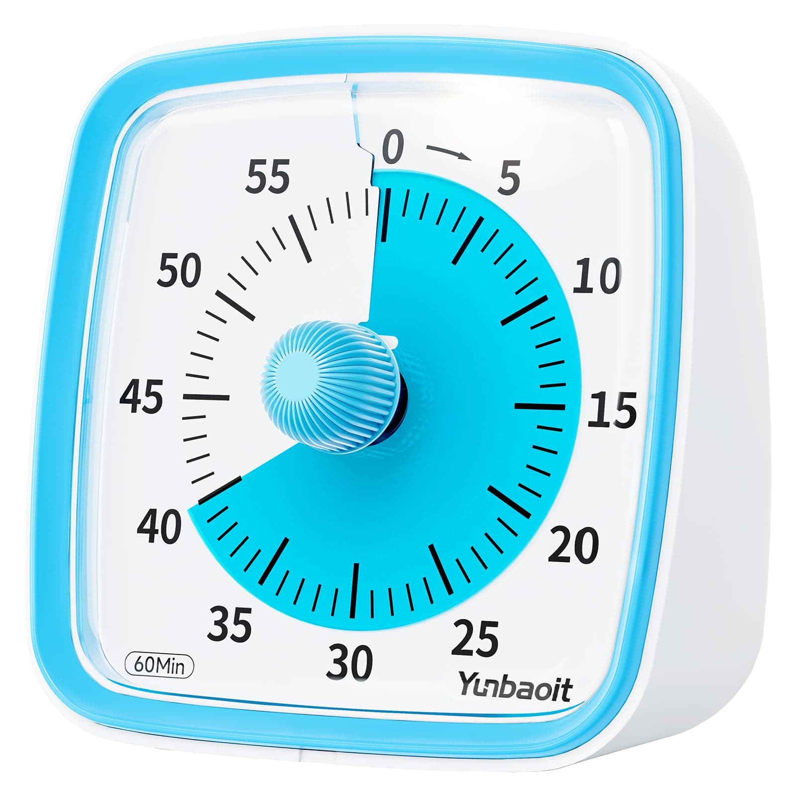 Visual Timer with Night Light, 60-Minute Countdown Timer for Kids and Adults, Silent Classroom Timer, Time Management Tool for Home, School, or Work (Light Blue)
