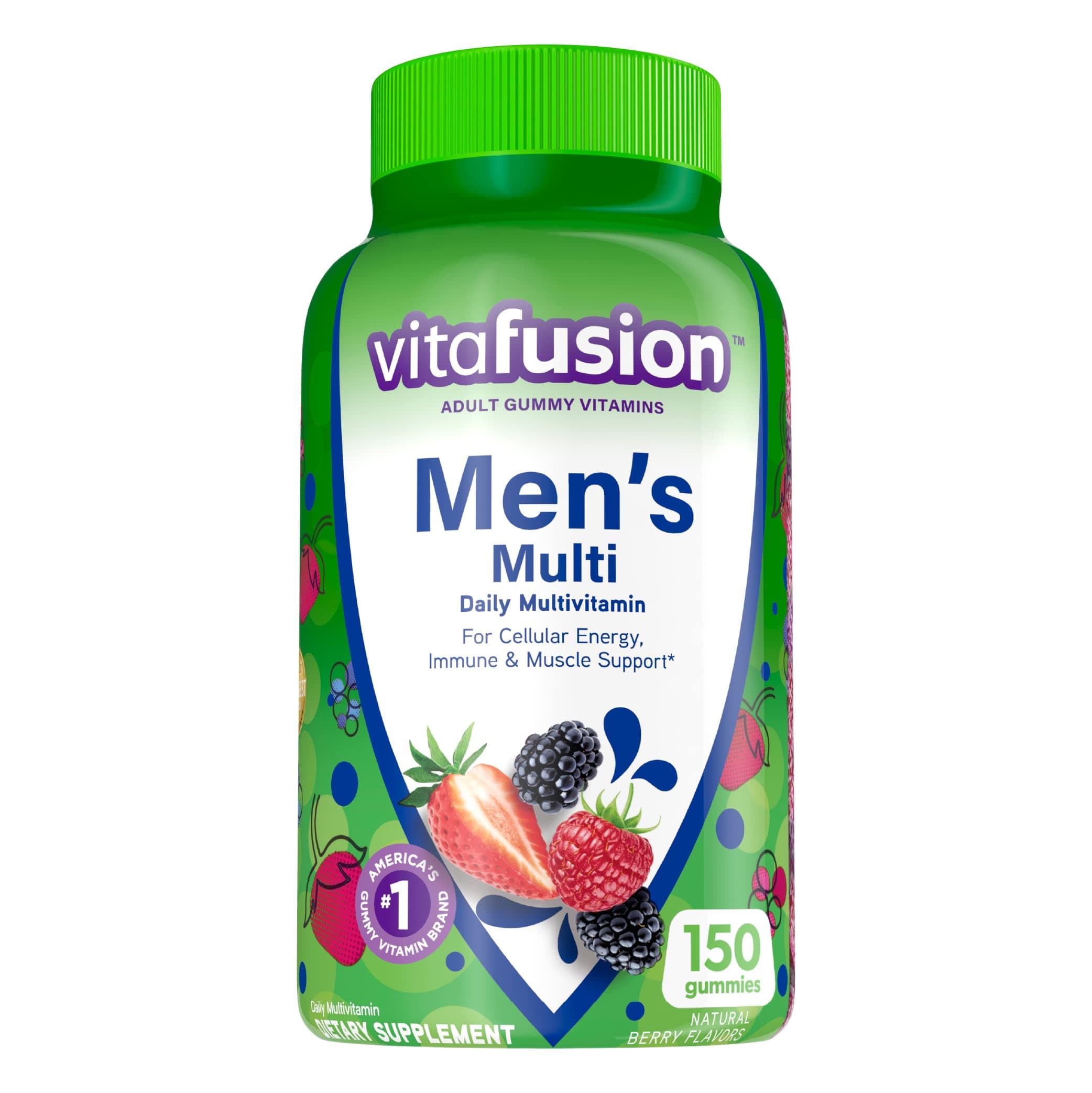 vitafusion Adult Gummy Vitamins for Men, Berry Flavored Men’s Multivitamin Gummy Supplement with Vitamins A, C, D, E, B6, B12, 75 Day Supply, 150 Count