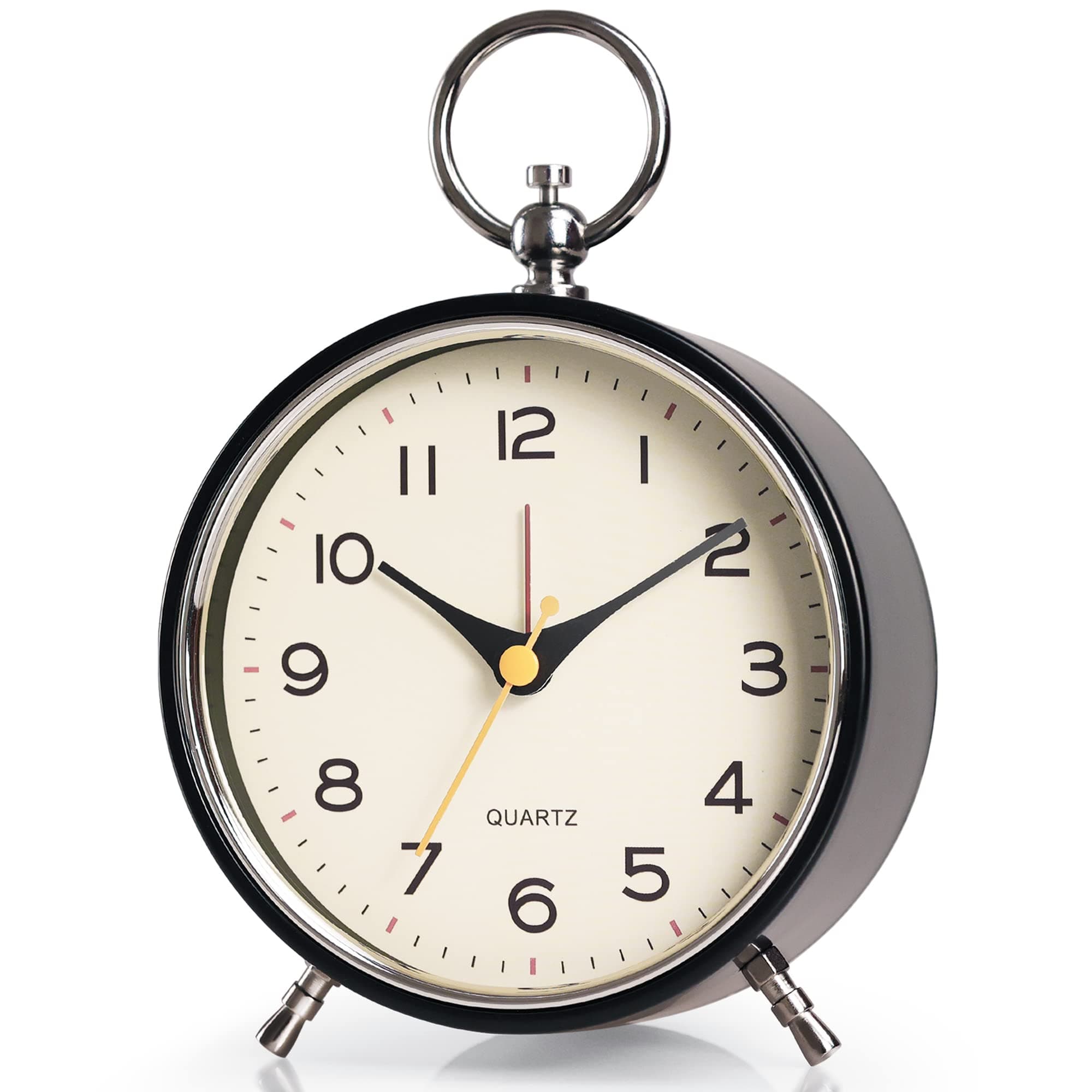 AYRELY® Analog Metal Retro Alarm Clock with Light,Snooze Silent No Ticking Desk Clock Battery Operated for Kids,Bedroom,Living Room,Table Clocks for Living Room Decor(Black)