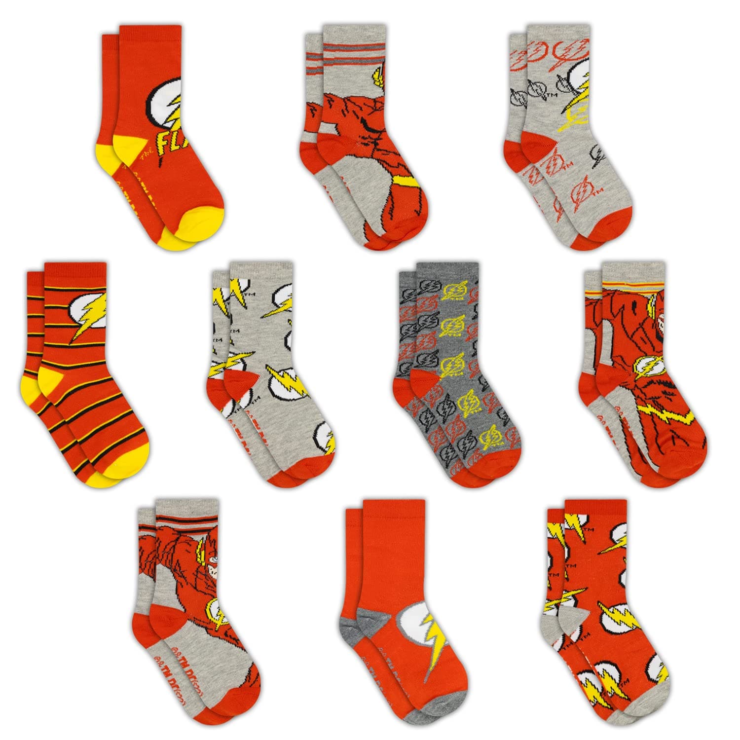 Boys Socks - 10-Pack Toddler Socks with Batman, Superman, Wonder Woman & Flash