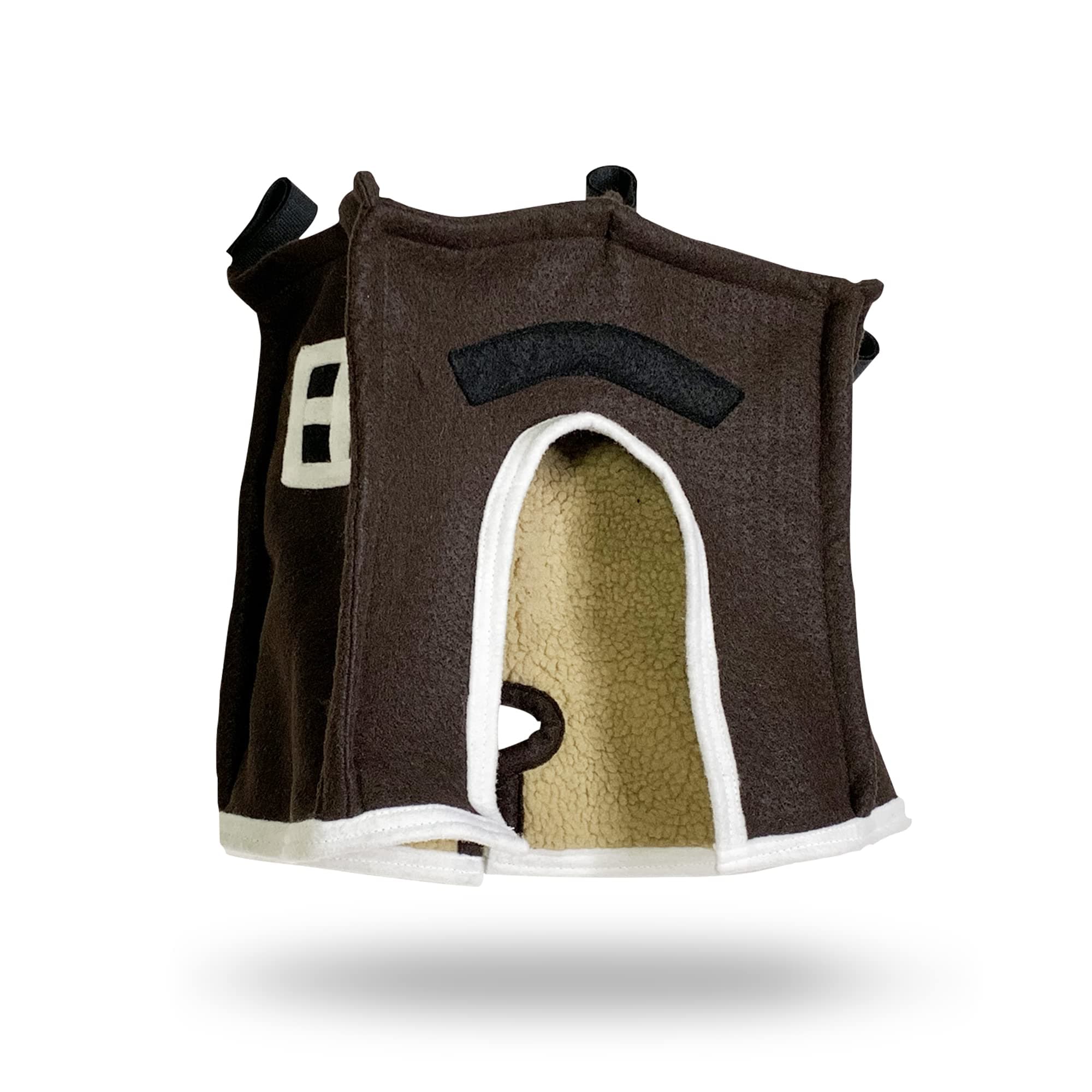 Crazy K Farm - Avian Haven Bird Hut, Comfy Bird Snuggle Hut, Plush Pet Bird Hut for Sleeping and Snuggling, Hanging Bird Cage Hut with Sherpa, Cozy Bird Cage Accessories Large, Brow