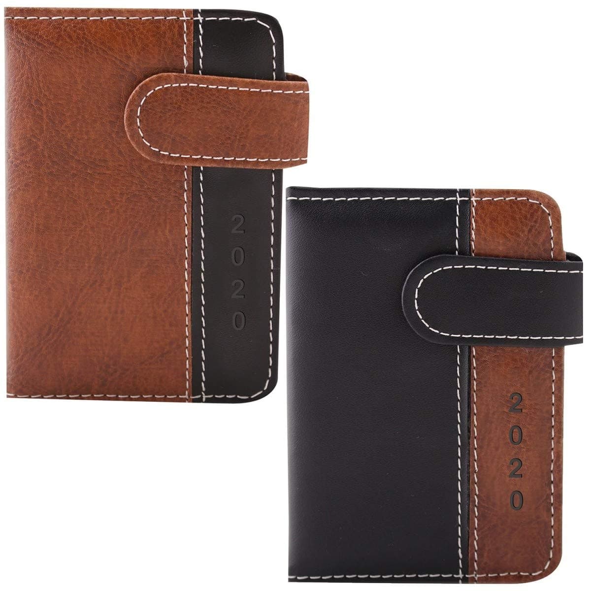 Tallon Brown & Black Leatherette A7 HB Day a Page Pocket Diary 2020