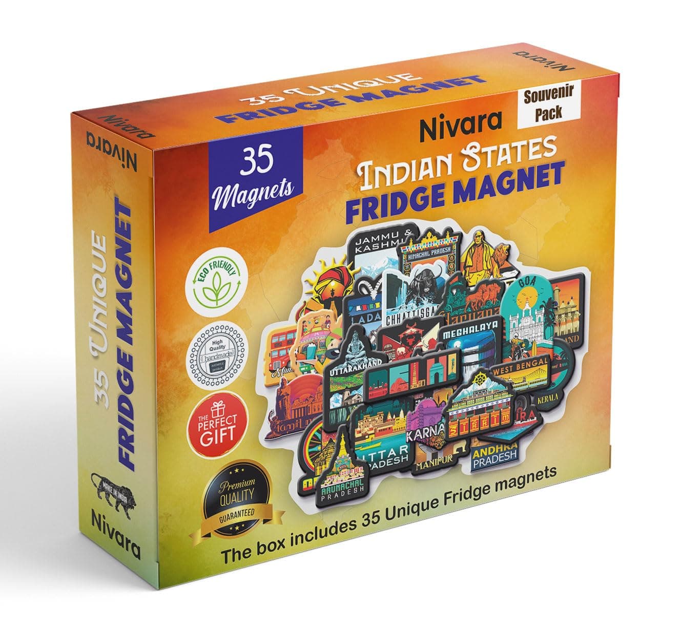 - NIVARA 35 Indian States Wooden Fridge Magnet Set – Souvenir Gift for Kids & Adults | MDF India Map Collectible for Refrigerator | Home & Kitchen Décor | Cultural Magnetic Art