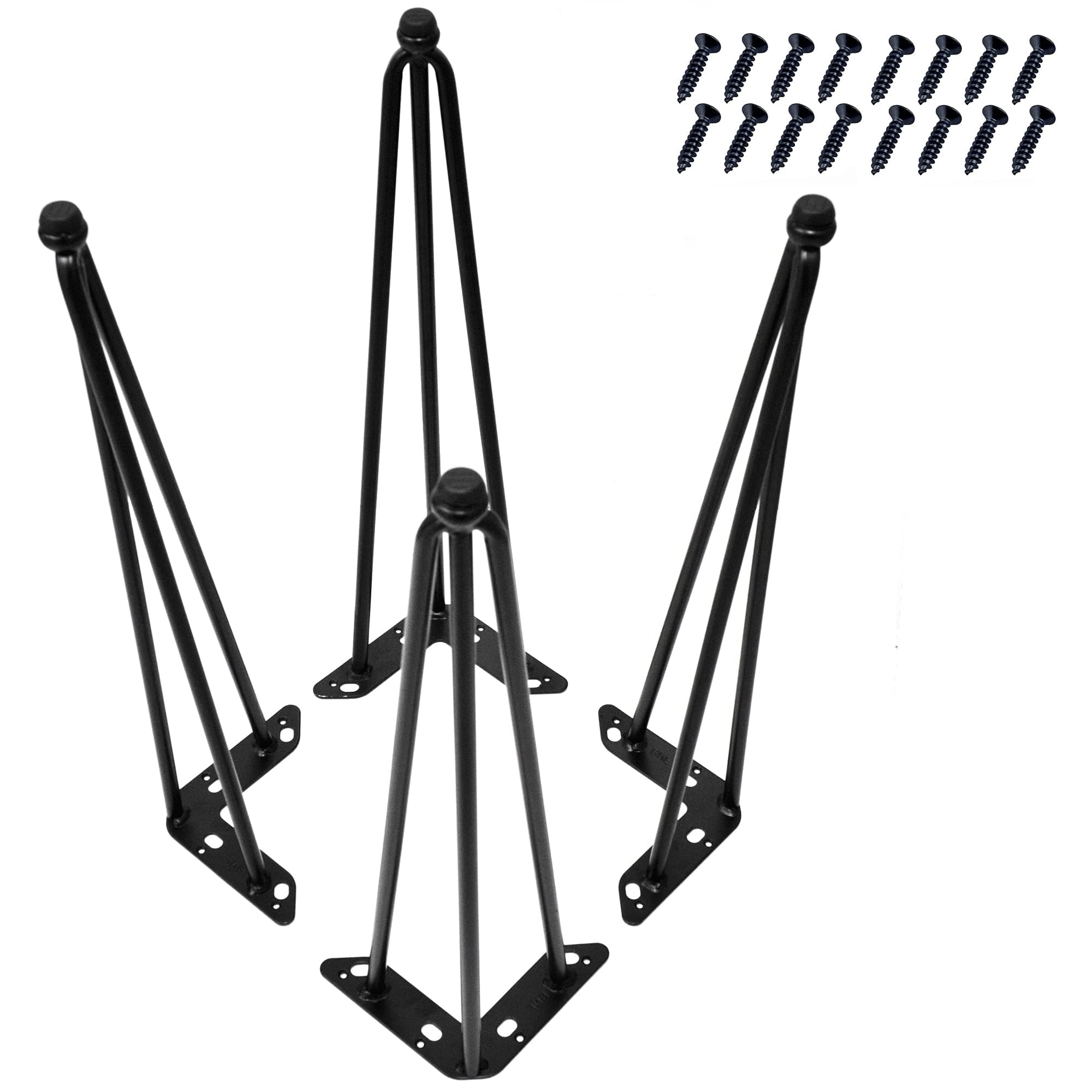 Home Soft Things Hairpin Metal Table Legs 20 Inch Legs for Furniture Coffee Bench Dining End Industrial Table Desk Set of 4 with Black Screws Adjustable Cushion Floor Protectors, 20"