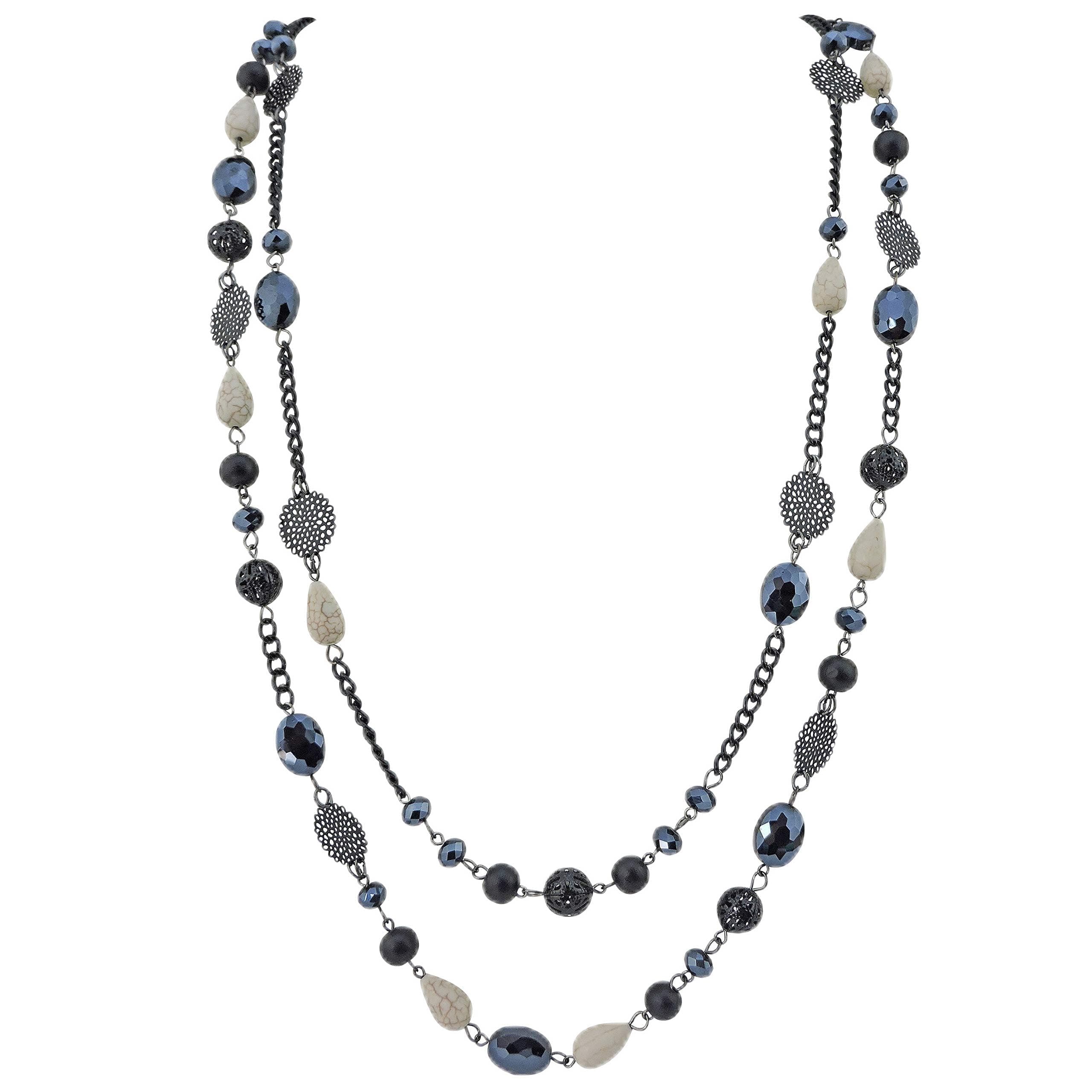 Long Necklaces for Women Trendy, Boho Layered Crystal Beaded Collar Necklaces for Women, Fashion Statement Necklaces Jewelry