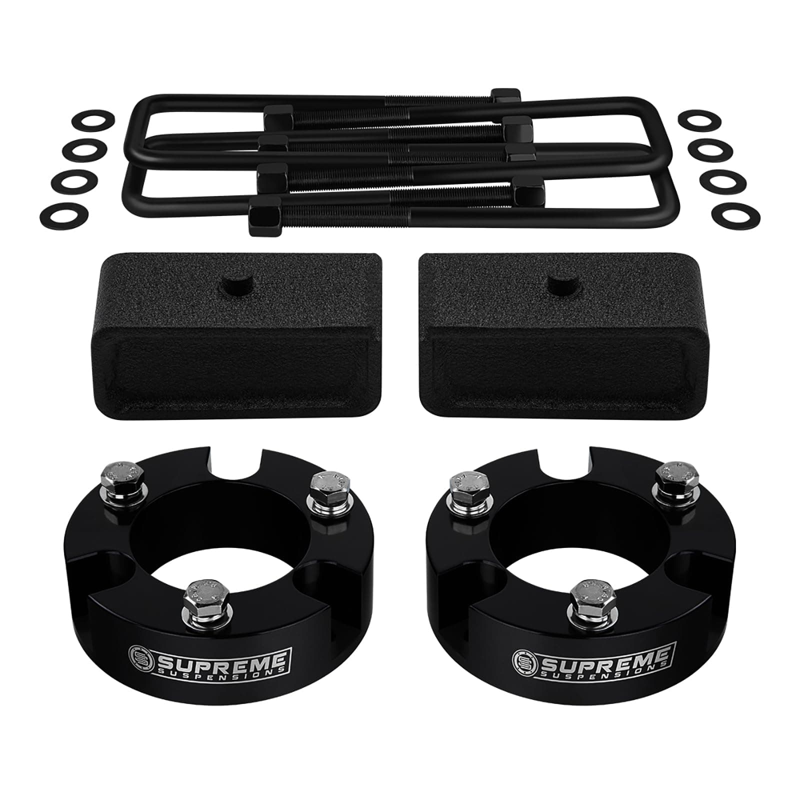 Supreme Suspensions - 3" Front + 2" Rear Lift Kit for 2005-2023 Toyota Tacoma 2WD 4WD - Full Suspension Lift Kit (Black)