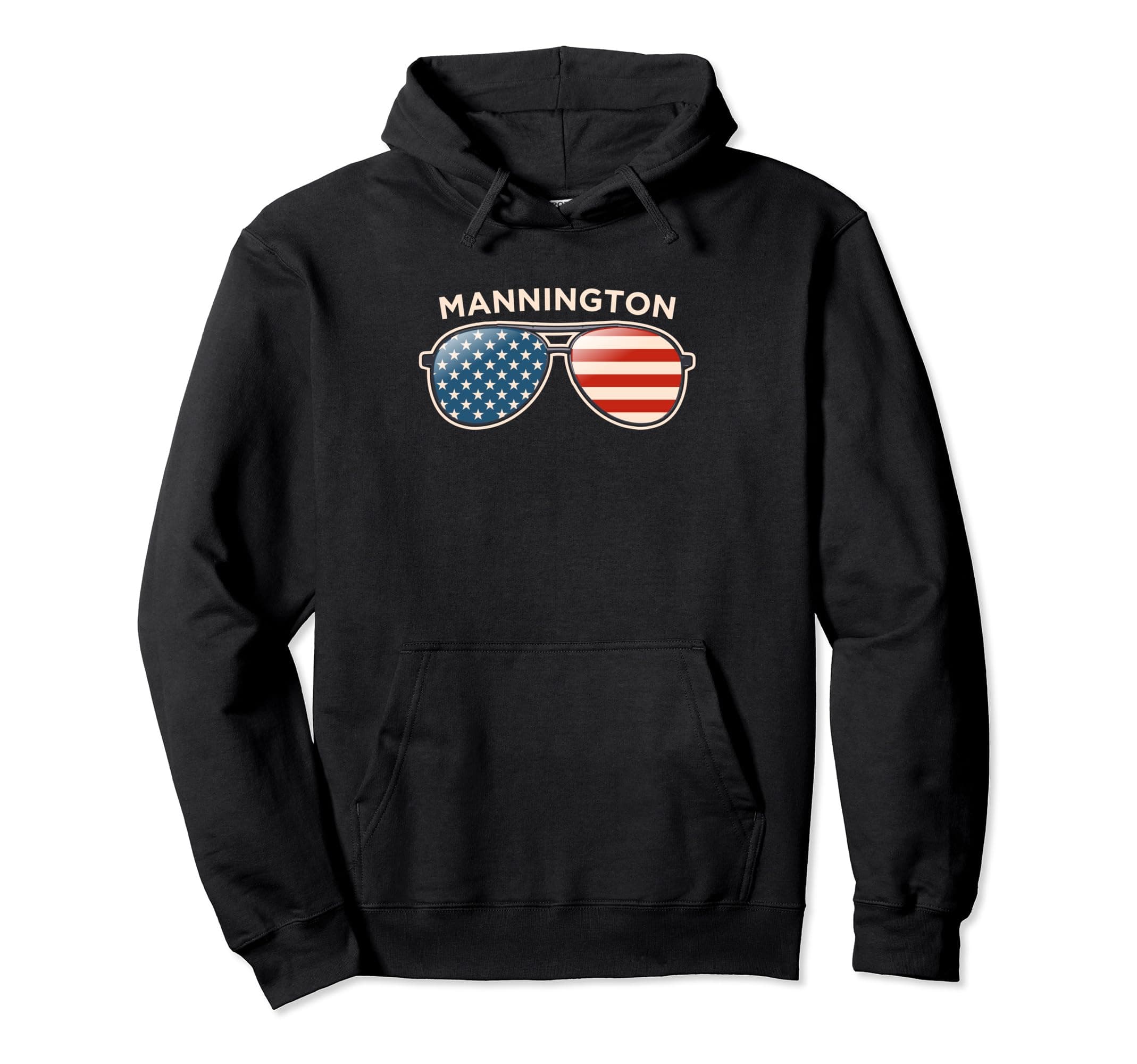 Mannington, NJ Vintage US Flag Sunglasses Pullover Hoodie